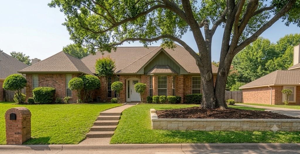 Welcome to 3823 Rochelle Drive in the highly desirable Huntwick Addition! This beautifully maintained one-story home offers an exceptional floor plan with soaring ceilings, abundant natural light, and stylish wood-look tile flooring throughout. The recently updated kitchen is a true centerpiece, featuring quartz countertops, a designer backsplash, stainless steel appliances, an oversized pantry, abundant cabinetry, and a sunny breakfast area with built ins! 

The spacious family room is perfect for entertaining with a cozy fireplace, built-in wet bar, and custom cabinetry, all opening seamlessly to the formal dining room. A second living area is currently designed as a combination office and sitting room, offering the perfect work-from-home space while providing additional living and entertaining space.

The private primary suite is a relaxing retreat with dual vanities, a jetted soaking tub, separate shower, and generous storage. Recent updates provide added peace of mind, including all-new plumbing throughout the home and beneath the foundation with a replaced sewer line, energy-efficient windows, a tankless water heater, and an HVAC system that is only five years old.

Outside, enjoy fresh landscaping, a beautiful new stone retaining wall, and a low-maintenance yard designed for easy living. Conveniently located near shopping, dining, parks, and major highways, this move-in-ready home offers quality updates, flexible living spaces, and timeless appeal in one of Arlington's most established neighborhoods.