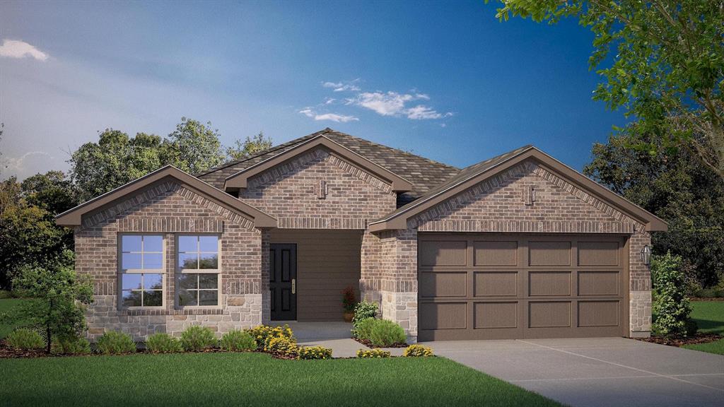 Now Selling in the new phase at D.R. Horton's Rosewood at Beltmill in N Fort Worth, Eagle Mountain-Saginaw ISD! Gorgeous Single Story 3 bedroom Denton floorplan-Elevation B, with an estimated Summer completion! Modern open concept with Living and Dining opening to large Chef's Kitchen located in the heart of the Home complete with seating Island, Granite Countertops, Stainless Steel Appliances, Gas Range and walk-in corner Pantry. Large primary Bedroom with 5 foot oversized shower and walk-in Closet. Luxury vinyl flooring at Hallways and Wet areas, plus America's Smart Home Technology Pkg. Covered front porch and back Patio, 6 foot stained fenced Backyard, Gas Tankless Water Heater, Landscape Package with full sod and Sprinkler System and more! Nearby nature, wildlife, and outdoor activities include Eagle Mountain Lake offering Boat and Jet Ski rentals; Eagle Mountain Park offering hiking trails and nature; and Twin Points Park offering seasonal beach and party area rentals.