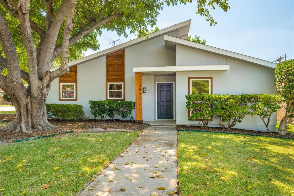 Beautifully updated corner lot home with mature trees.   3 bedrooms, 2 bathrooms and a 2 car oversized garage with a fenced backyard.   Features include updated kitchen with bar, dining room finished with shiplap, cozy backyard patio, large living area and much more.  Located in a great location close to shopping, dining, and the DFW airport.