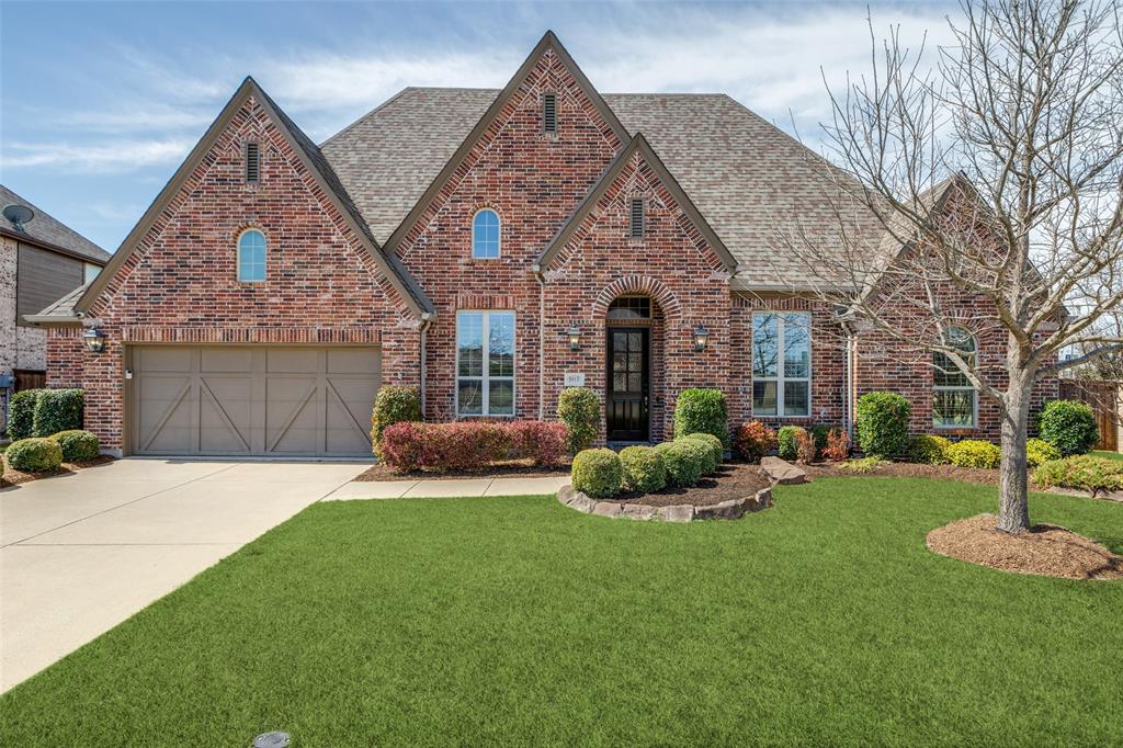 ***PRICE IMPROVEMENT***Perfect one-story Highland home with an open floor plan on a cul-de-sac lot overlooking the greenbelt. This well-maintained 4-bedroom, 3-bath home with a 3.5-car garage sits on a quarter-acre lot and features high ceilings throughout. The kitchen offers white cabinetry, double ovens, granite countertops, a large island, built-in desk, and walk-in pantry. Spacious breakfast nook with abundant natural light opens to the family room with soaring ceilings, stone fireplace, wood mantel, and large casement windows. Private office with built-ins and designer accent wall. Formal dining room is ideal for entertaining. Media room located at the rear of the home. Flex space between two bedrooms is perfect for an in-law or nanny suite. Hardwood floors throughout most of the home. Enjoy a private backyard with extended patio, pergola, and plenty of room for a pool or outdoor activities. Located in Trinity Falls with resort-style amenities including pools, clubhouses, fitness center, playgrounds, fishing lakes, parks, and more. Frazier Elementary located within the community.