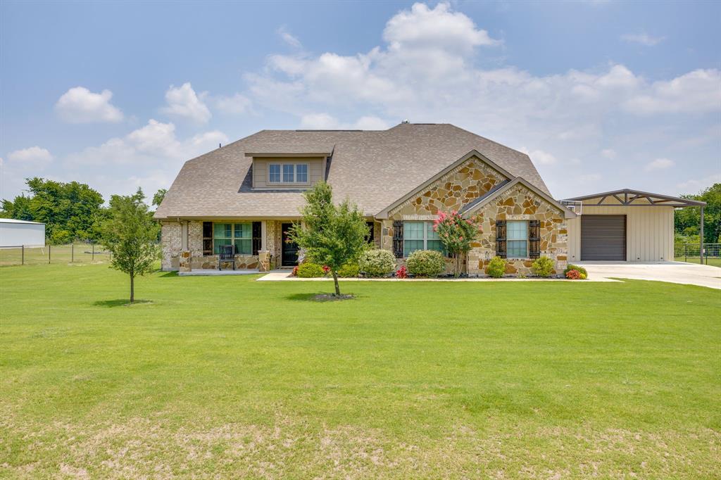 Welcome to 7809 Emersyn drive in the sought after Westover Hills subdivision of Rio Vista Texas! Situated on a spacious 1 acre lot, this beautifully crafted 4 Bedroom, 3 bath home offers a thoughtfully designed living space with the perfect blend of comfort, style, and functionality! The split bedroom floor plan offers privacy as the primary suite is a true escape with a spa like bath including dual vanities, a tile shower, soaking tub, and oversized walk-in closet. The 30x40 detached shop built in 2023 that is equipped with electrical that is ideal to enjoy as your own workshop, additional storage area or use as enclosed secure parking. The 10' overhang at the shop also provides an additional covered parking area.