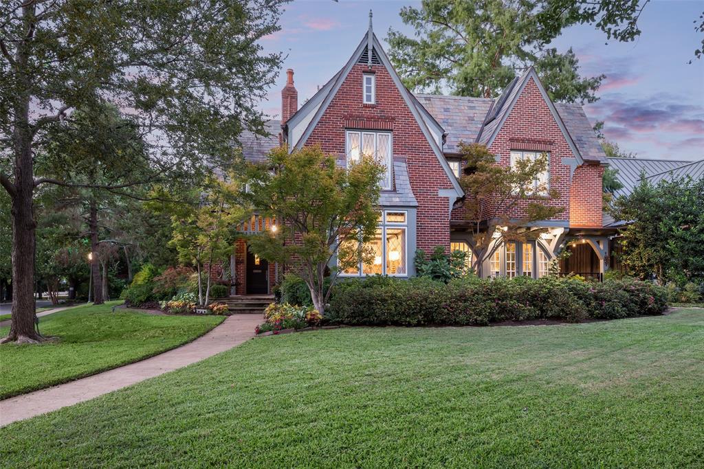 Exquisitely-renovated Tudor home located on corner lot in Northern Hills. English gardens provide welcoming entry into charming foyer that leads to formal living rm w leaded-glass windows, dining rm, & brick-floored sunrm, all w natural light throughout. The eat-in kitchn is a chef’s dream, complete w built-in cabinetry, La Cornue range & vent hood, & large marble island. Kitchn seamlessly transitions into family rm, ft vaulted, wood-beamed ceiling, fireplace, wet bar, & French doors that open to the landscaped backyrd. Spacious primary ste w a fireplace located on 2nd floor, along w 2 add bedrms & bathrms. The 4th bdrm & living area-office situated above attached 2-car garage, accessible from second rear staircase. The private, landscaped backyrd ft. a stoned patio w firepit, koi pond, greenhouse & built-in grill. Several outdoor living spaces provide serene views of the manicured grounds, adding to home’s charm! Steps from shops-dining at Knox Park, HPV & quick access to Katy Trail.