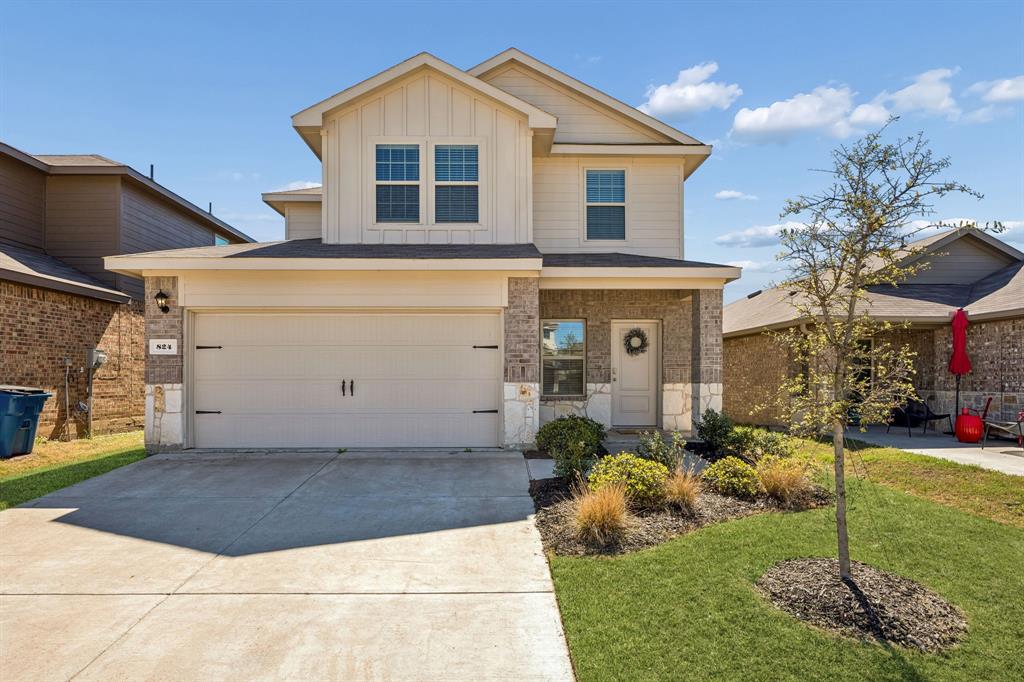 Welcome to this beautifully designed home, where modern comfort, energy efficiency, and thoughtful design come together to create the perfect place to call home. From the moment you arrive, you’ll appreciate the inviting lighted front porch, professional landscaping, and charming curb appeal that set the tone for what awaits inside.  Step into an open-concept floorplan filled with natural light and ideal for both everyday living and entertaining. The stylish gourmet kitchen features hard surface countertops, stainless steel appliances, quality cabinetry with crown molding, and a convenient layout that flows seamlessly into the spacious living and dining areas. Elegant laminate wood plank flooring enhances the main living spaces, adding warmth and durability.  The relaxing Primary Suite offers a peaceful retreat with a spacious walk-in closet and a well-appointed bath with cultured marble vanity and oversized shower.  Enjoy the benefits of energy-efficient construction, including zoned HVAC, advanced insulation, and energy-efficient windows. Outside, the covered patio and private fenced backyard with full sprinkler system provide the perfect space to relax or entertain.  Complete with a Smart Home Technology Package, this home blends modern convenience with everyday comfort.  Refrigerator and Washer and Dryer all Stay with the home!