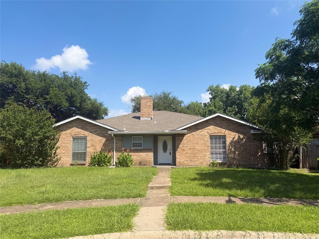 As you walk in you step into the living area with a cute brick fireplace, vaulted ceilings with wood beams, and views of the back yard.  Off the living you have a large kitchen with white shaker cabinets, granite counter tops, gas cooking, stainless steel appliances and a breakfast area.  One bedroom located off the kitchen with a walk in closet, this would be a great home office if needed!  Master ensuite is spacious with a remodeled bath.  Master bath has a white shaker vanity, newer tiled shower, and granite.  Down the hall are the secondary bedrooms all with easy access to main bath.  Main bath also updated with white shaker vanity, and a newer tiled shower.  This home is ready for new owners!  Close to major highways, schools, and shopping.