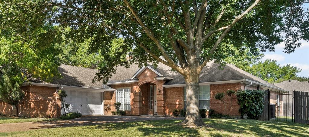 This price point and this neighborhood are a winning combination.  If you are looking for a neighborhood with a little room between houses, beautiful established trees, all brick homes, green space and walking trails all around the neighborhood, look no further.  Add to that the incredible location for easy access to get around Fort Worth and west and it’s a great place to call home.  The roof was replaced January of 2024 and the AC was replaced September of 2023. This floorplan offers a large kitchen with lots of counter space and cabinets, a fireplace in the nook and living room, as well as a generous oversized garage, and lots of storage and closet space throughout the house.  3 bedrooms plus one room that is large and could be the 4th bedroom, a playroom, a second primary, a large office or craft room or whatever you need, and it has direct access to the secondary bathroom.  So. Much. Potential. It just needs someone to move in and add their special touch.