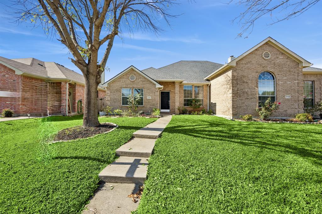 Amazing opportunity to own a 3 bed 2 bath half duplex with NO HOA in a prime location! Could be a great airbnb or private residence! Super clean with hardwoods throughout, granite counter and breakfast bar in kitchen. High ceilings, open layout, and vivint smart home equipment installed.  Primary bedroom features an ensuite bathroom and ceiling fan. 3rd bedroom could be an office with door to private fenced backyard. attached 2 car garage. Nicely landscaped with great curb appeal. Close to all Frisco has to offer. Just a few minutes to shopping, restaurants galore, pga, major hospitals and universal studios.  Per previous owner roof was replaced in 2019, HVAC in 2021, and flooring in bedrooms in 2021. Vacant and available for a quick close and immediate occupancy. New fridge, WD and garage shelving negotiable.