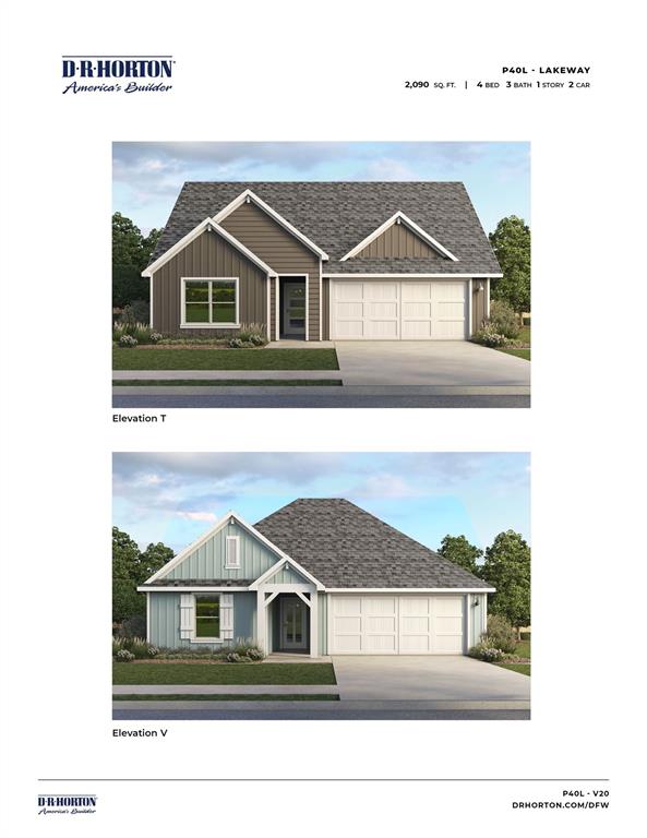 New construction by D.R. Horton. Our P40L Learjet Plan is in Windrose located within the rapidly growing city of Pilot Point. This is a 1 story 4 bed 3 bath with a study and open concept floorplan. Home on a large lot will feature waterproof laminate plank flooring, quartz countertops, and stainless steel appliances. Smart home included.