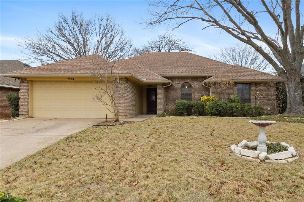 Recently repainted and refreshed for new buyers to begin their next chapter! Tucked in the established neighborhood of The Meadows, this home is next to everything for next to nothing! The spacious family room, offers a tray ceiling and a great raised hearth, brick fireplace, giving it that relaxing ambiance. The adobe style tile flooring throughout the house creates a rustic mood. If you have a flair for decorating, you'll enjoy decorating the living area and flex areas to match your family's lifestyle. The additional flex areas connecting the living room and kitchen, offer great versatility for an office space, reading nook, mud room, play area; the choice is your! The primary suite offers an ensuite bath with dual closets and sinks, a seperate shower and a garden tub. You can also access the back yard from this room. The private back yard, with new deck, is ready for your green thumb. This home is situated minutes from Chisholm Trail Parkway for a quick commute to Clearfork or downtown, as well as, convenient to schools, shopping, and restaurants. Don't miss the opportunity to begin home ownership here!