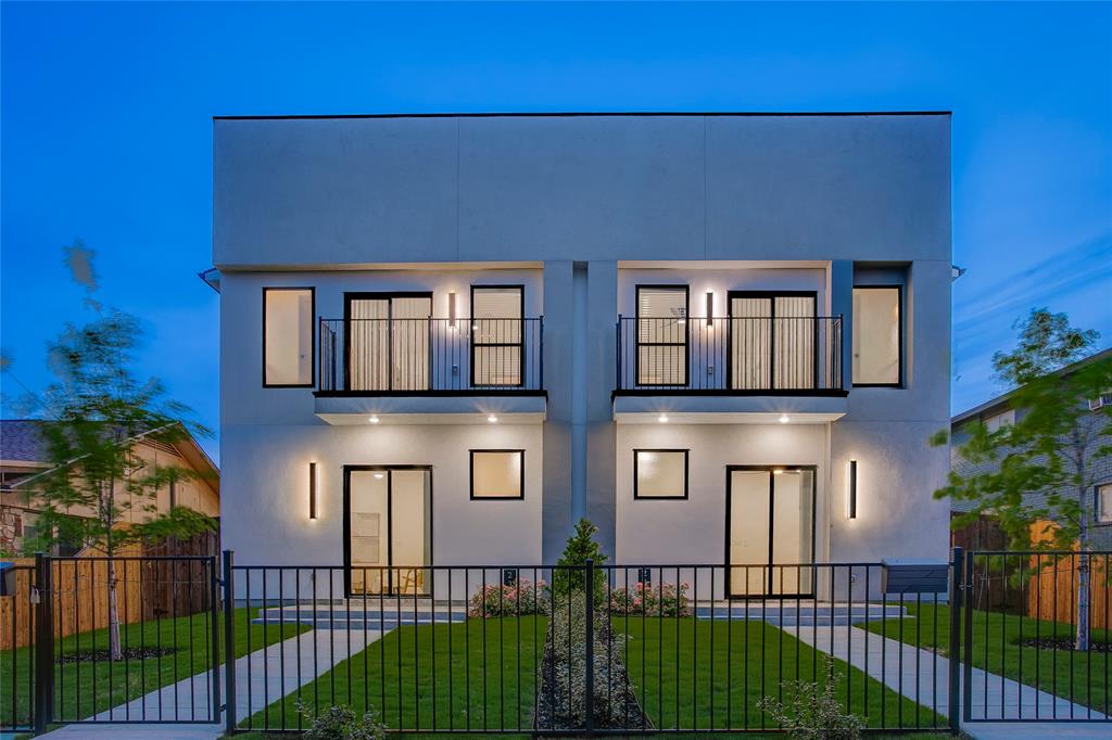 Built with a level of finish and intention rarely seen in multifamily properties, this custom duplex offers two beautifully matched residences designed for modern living, long-term flexibility, and effortless style. Together, the property spans approximately 4,000 square feet with 6 bedrooms, 6 full bathrooms, and 2 half baths, creating an ideal setup for owner-occupants, investors, or multigenerational living.

Each side mirrors the other with a highly functional floor plan featuring three spacious ensuite bedrooms, open-concept entertaining spaces, and a first-floor primary suite. Inside, soaring ceilings, white oak flooring, custom cabinetry, and layered textures create interiors that feel warm, sophisticated, and thoughtfully curated rather than overly modern.

The kitchens anchor each home with oversized islands, quartz countertops, gas cooking, and custom storage, while the adjoining living areas are filled with natural light and centered around sleek fireplaces. Every bedroom offers privacy and comfort with its own dedicated bath and generous closet space, making the layout especially appealing for shared living or premium rental opportunities.

The outdoor spaces feel equally considered, with covered patios, built-in grills, private fenced yards, and seamless indoor-outdoor flow. Additional features including foam insulation, tankless water heaters, attached garages, and dedicated office nooks further elevate the day-to-day experience.

Positioned near Wynnewood Village, Halperin Park, and just minutes from Downtown Dallas, this is an opportunity to own a design-forward property that combines strong income potential with genuinely beautiful living spaces.