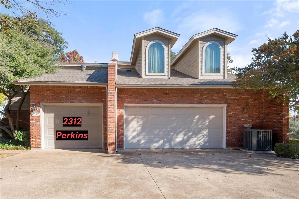 PERFECT LOCATION... Living in this SW Arlington neighborhood means you're just a short, easy walk to Lake Arlington and Richard Simpson Park,  with its walking trails, park and community center. Heroes Park sits nearby for weekend adventures. You will love all the Shopping and Entertainment areas close by plus easy short drive access to Highways  PERFECT HOME...Welcome to this charming MOVE IN READY two-bedroom, 2.5 bathroom townhouse with 1,390 square feet of generously proportioned areas, this home offers abundant natural light and breathing room. Features include easy care wood-look tile floors throughout the first level and carpets in bedrooms. Tile in bathrooms. Ceiling Fans in all rooms. Window Coverings.  HVAC systems serviced and maintained. The spacious rooms make everyday living feel luxurious and comfortable.  Step inside to discover an open kitchen with updated stainless steel appliances including refrigerator and granite counters, seamlessly connecting to a large living area through a convenient kitchen bar. The living space centers around a wood-burning fireplace, creating the perfect gathering spot. Two sets of French doors open to your private patio and backyard, extending your living space outdoors.  The separate dining area is open to the Living room, and is perfect for both informal, or formal dining. The primary bedroom serves as a spacious sanctuary with an ensuite bathroom, private balcony, and generous storage and closet space for all your needs. The second bedroom provides impressive flexibility with its walk-in closet, perfect as a guest suite or home office. A convenient first-floor half bath ensures morning routines remain stress-free.  Your oversized one-car garage plus additional dedicated parking space means you'll never worry about parking, while the HOA-maintained yard work keeps outdoor spaces pristine without the hassle.  This townhouse represents modern suburban comfort where thoughtful design meets convenient location.
