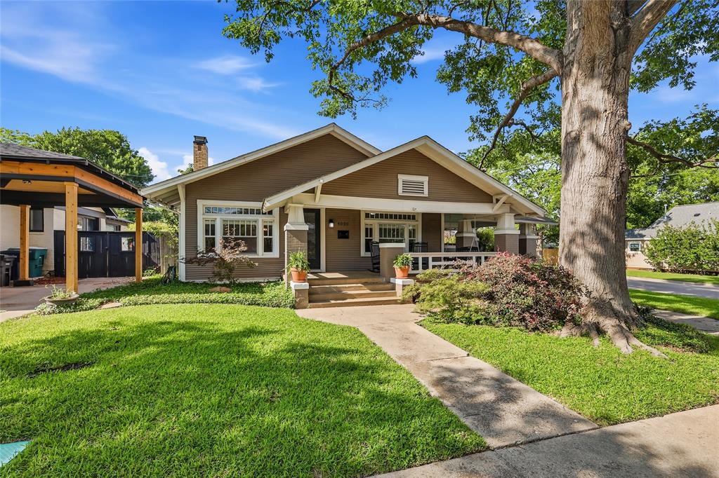 NEW PRICE! Fall in love w this beautifully updated 1923 Craftsman on a coveted corner lot in Ft. Worth’s highly sought-after Arlington Heights. Rich in historic character & timeless architectural details, this charming home seamlessly blends original craftsmanship w thoughtful modern updates. From the inviting covered front porch shaded by a magnificent red oak tree to the original hardwood floors, glass doorknobs, built-in bookcases, & classic cased openings, every space reflects warmth & authenticity that make Craftsman homes so beloved. Architectural highlights include wide overhanging eaves, tapered porch columns, built-in cabinetry, & an intimate floorplan designed for comfortable everyday living & entertaining alike. Home still maintains its original carriage height Porte cochere accented by a blue green ceiling. The updated kitchen features granite countertops, stainless steel appliances, double wall ovens, gas cooktop, & abundant storage. The stylishly renovated guest bath showcases a handsome clawfoot tub, while the private primary suite offers dual closets & an en-suite bath w marble vanity & striking geometric tilework. Enjoy quiet mornings on the welcoming front porch, relaxing evenings beside the working gas log fireplace, or unwind on the private back patio complete w a tranquil fountain. Additional features include ceiling fans throughout much of the home, generous storage, & a detached 2-car garage. Perfectly positioned near the Ft. Worth Cultural District, Dickies Arena, Downtown Fort Worth, University of North Texas Health Science Center, and Texas Christian University, this exceptional residence offers historic charm, modern comfort, and an unbeatable location in one of Ft. Worth’s most treasured neighborhoods. Recent 2023 improvements include attic insulation, side fencing, and hot water heater replacement. Home has a rich history that is preserved by the Linden Avenue Historic District.