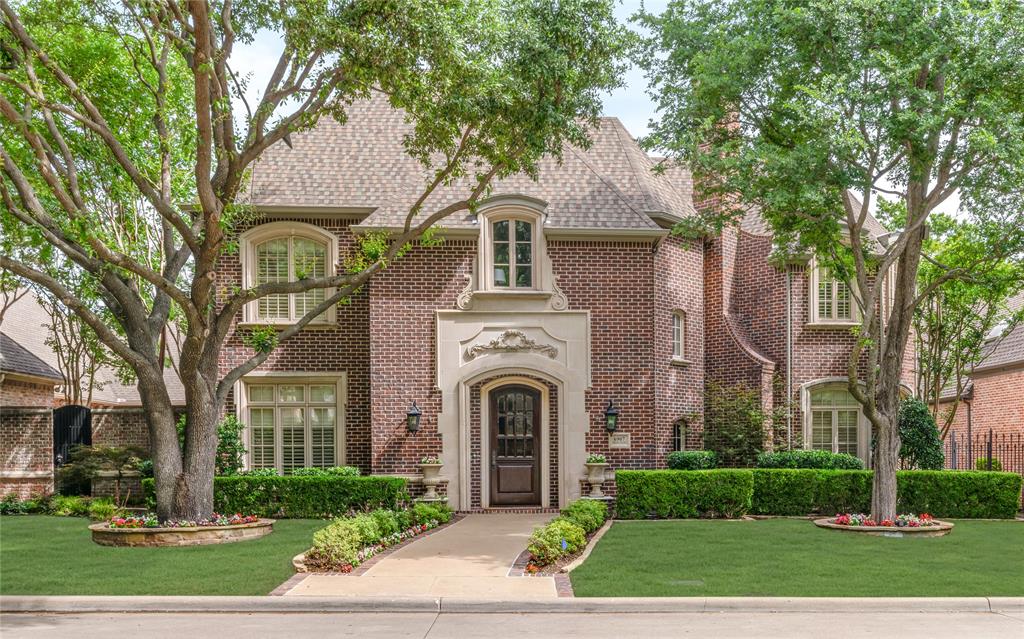 Graceful sophistication awaits at 6907 to suit only the most discerning of buyers. Elegant entry featuring custom wrought iron and wood banister, multi-tiered crystal chandelier and dark wood arched door with glass panels. Stunning study and powder room to the right, graceful dining to the left and show stopping great room welcomes you to this remarkable property. Perfect floor plan to accommodate mature adults, young professionals or growing active families. Primary bedroom features roomy sitting area enormous closet, cedar closet and luxurious bath with jetted tub, separate shower, vanities and water closet. Primary is conveniently located on the first floor with beautiful views and direct access to the lush lawn and cozy patio featuring a retractable awning and eastern exposure. Well-equipped, light and bright cooks' kitchen with spacious center island and breakfast bar overlooks the tremendous great room and breakfast room. The sunny courtyard and verdant back yard can be viewed from the kitchen, great and breakfast rooms. Spacious laundry room with abundant storage and small office complete the downstairs. Upstairs offers two ensuite bedrooms with walk in closets and a large game room. Oversized two car garage with ample storage is climate controlled for year-round comfort. 6907 is situated in one of the most sought after gated communities in the Metroplex. Amenities and location will not disappoint with quick easy access to both airports, the downtown Arts District and the finest shopping and dining in the Metroplex.