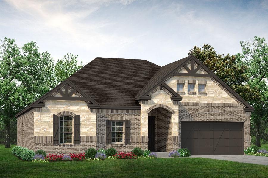 MLS# 21332458 - Built by Sandlin Homes - September 2026 completion ~ Built on an 80' wide lot, this 2,125 sq. ft. home features 3 bedrooms, 2 baths, a 3 - car garage, study, open concept living room with a gas fireplace, bay windows in the primary suite, and a large extended covered patio. The beautiful kitchen offers a stacked microwave and oven tower, 36 inch gas cooktop and vent hood, at the kitchen perimeter enjoy stained cabinets with extended upper cabinets with 3cm quartz countertops, at the wrapped island enjoy white painted cabinets with a pullout trash drawer and 3cm marble countertops, satin brass cabinet hardware, a champagne bronze kitchen faucet and a single bowl stainless steel sink. Throughout the home you'll find upgraded carpet, laminate and tile flooring, matte black fixtures, designer lighting fixtures, and unique tiles on the fireplace, utility room and bathroom. Bluffs at Northpointe offers the perfect blend of space, lifestyle, and location in Fort Worth—just minutes from Eagle Mountain Lake and its endless opportunities for boating and outdoor recreation. Residents enjoy resort - style pools, playgrounds, walking trails, and open green spaces designed for connection and relaxation. Expansive 80 - foot homesites and select half - acre lots provide the space and privacy today’s homebuyers are looking for. Families are proud to be zoned to the highly regarded Eagle Mountain - Saginaw Independent School District, known for strong academics, competitive athletics, and a wide range of extracurricular programs that help students thrive.