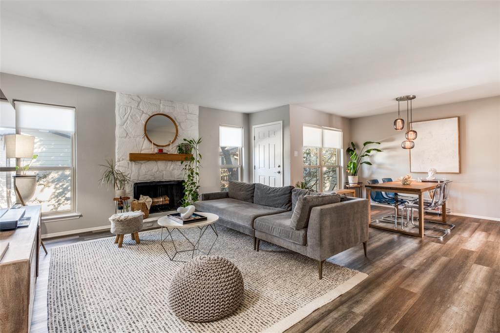 Motivated seller - Appraised value 220K - Beautifully updated apartment located in a gated community at One Steppington Place Condos, offering modern comfort, style, and an unbeatable North Dallas location. This residence has been thoughtfully renovated throughout, featuring no popcorn ceilings, no carpet, and updated flooring for a clean, contemporary feel. The fully updated kitchen includes modern finishes, and stainless steel appliances. Both restrooms have been completely updated with modern fixtures and a spa-inspired design. The open living and dining areas are bright and inviting, ideal for relaxing or entertaining. Enjoy indoor-outdoor living with access to a private patio balcony. Situated in a gated community, this home offers added privacy and security. There are two dedicated covered parking spaces in the carport (26, 27), a rare and valuable feature. Updates: rear back sliding door, all new interior doors and hardware, full remodel on primary shower, toilet and primary vanity, recess lighting, secondary vanity new, toilet on second bath new, new stainless steel appliances, full popcorn ceiling removal - orange peel ceiling throughout, new front door, fireplace painted and natural wood mantle added, security cameras, HVAC replaced 2109, windows replaced 2017, LVP waterproof flooring throughout entire condo. Prime location with easy access to North Dallas, Preston Hollow, Lake Highlands, Addison, and Richardson, and just minutes from I-635 (LBJ Freeway), US-75 (Central Expressway), and the Dallas North Tollway. Close to NorthPark Center, Galleria Dallas, White Rock Lake, SMU, shopping, dining, and major employment hubs. Water and trash included in rent. Enjoy all the benefits of a fully modernized apartment in a highly desirable area—move-in ready and designed for comfort and convenience. Truly move-in ready, units with this level of updates and turnkey condition rarely come available. See community map for condo location.