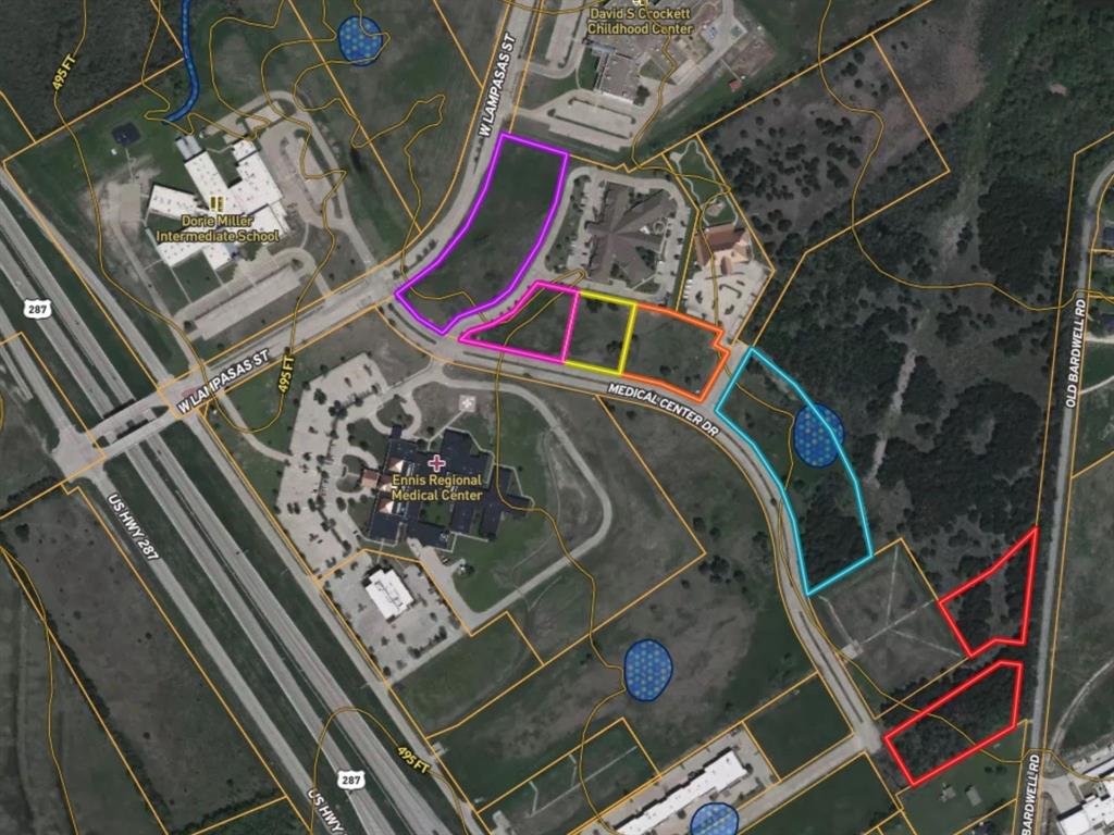 Prime commercial opportunity in one of Ennis’ fastest-growing corridors, with sites available from 1–3.9 acres along highly visible Hwy 287. Ideally positioned at Medical Center Drive and directly adjacent to Ennis Regional Medical Center, this location benefits from steady daily traffic generated by medical staff, patients, and surrounding service providers.

The area is supported by nearby schools, established neighborhoods, and continued residential growth, creating strong demand for retail, medical, and service-based businesses. Convenient access to Hwy 287 provides a direct route to Waxahachie and the greater DFW metroplex, offering both local and regional exposure.

Zoned CC (Corridor Commercial), these tracts allow for a wide range of development including medical office, retail, restaurant, and professional services—making this an ideal location for businesses looking to position themselves in a high-traffic, growth-driven area.

A rare opportunity to secure commercial land in a corridor anchored by healthcare and poised for continued expansion.