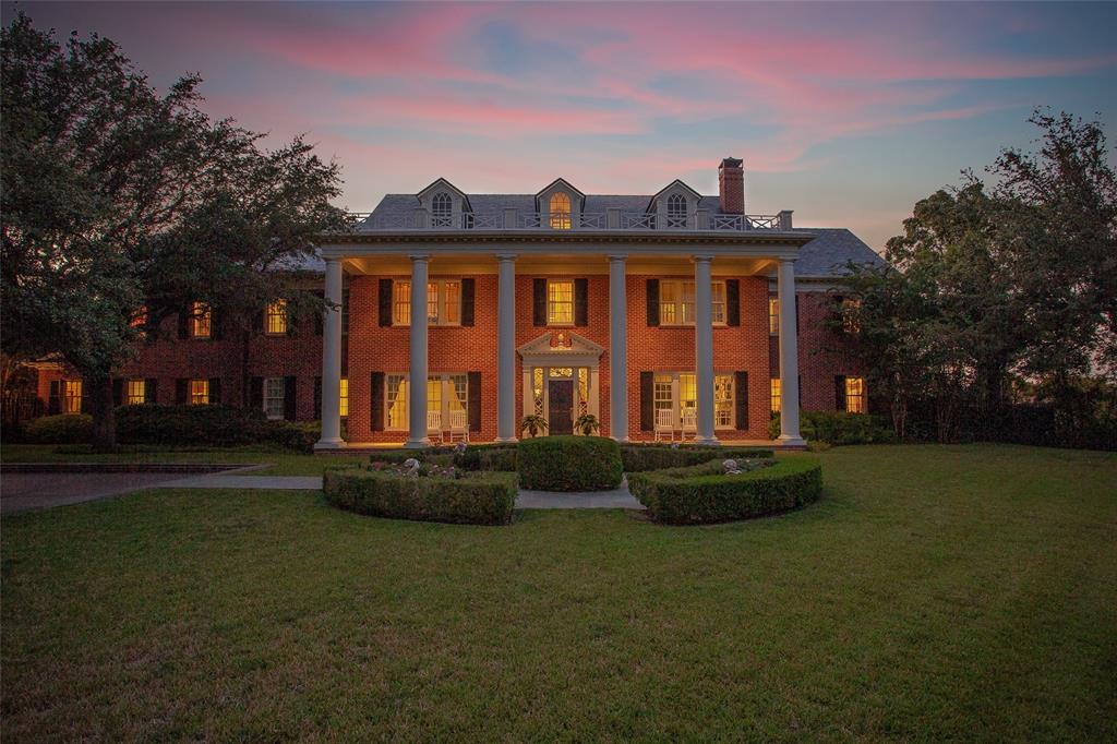 Steps away from River Crest Country Club, 1120 Pebble Creek sits on a lush two-acre hilltop, offering breathtaking views and unparalleled luxury living. With 9,181 sq ft of living space, this grand estate boasts 5 bedrooms and 6.1 bathrooms, providing ample room. As you reach the property via private road, you'll be greeted by the grandeur of this exquisite home. Elegant details abound, including impressive crown dentil moldings, high ceilings, and arched doorways. The long covered porch invites you to enjoy the tranquil surroundings, while the large outdoor living space and pool offer the ideal place to host gatherings. An elevator services all three floors, making it easily accessible for all. The second floor features a luxurious primary suite with his and her baths. Additionally, there are three other bedrooms, two with balconies and private baths. The third floor is a flexible space, with ample space throughout the home. Enjoy the backyard and pool with amazing views of Fort Worth