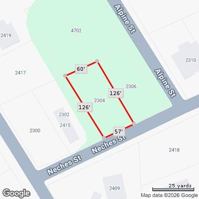 2304 Neches St, Granbury, TX 76048 – Exceptional opportunity to own a residential lot in the growing Granbury market. Featuring approximately 57 feet of road frontage per tax records, this property offers excellent potential for builders, investors, and buyers looking to build a custom home or their next new construction project. Conveniently located just minutes from Historic Downtown Granbury, Lake Granbury, shopping, dining, parks, schools, and everyday amenities, this homesite combines location, accessibility, and long-term investment potential. Surrounded by established homes and continued residential growth, this property is an excellent opportunity to secure land in one of Hood County's most desirable communities.
Approximate lot dimensions are available through tax records. Buyer and buyer's agent to verify lot dimensions, acreage, zoning, utility availability, building requirements, deed restrictions, schools, HOA and all information contained herein.