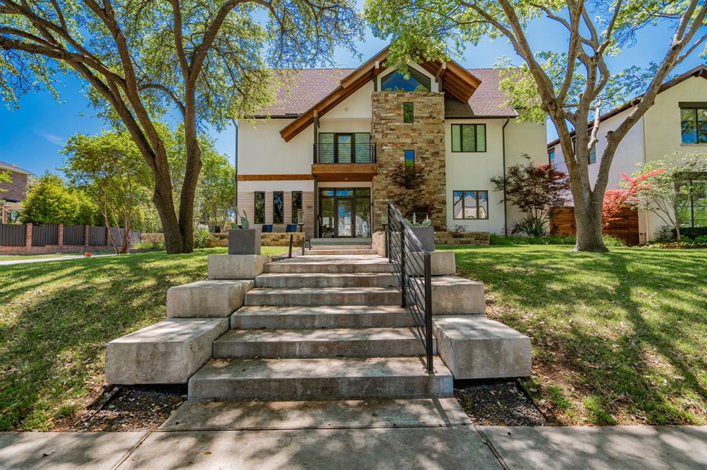 Stunning construction built in 2019 on a treed 70 x 140 corner lot in University Park by NEST Homes. Exceptional style with unparalleled design have created a home that flows easily for daily living and entertaining. 6,153 sqft, this home has it all; 5 beds, 5 full and 1 half bath, formal living, dining, office, floating staircase, bar, game room, large covered patio with kitchen, pool with spa and water feature and oversized 3 car garage with sliding gate. Well-appointed island kitchen features SubZero, Wolf Range, large utility pantry and custom cabinetry. The master retreat complete with sitting area, private balcony, and huge his and her walk-in closets. Smart home, energy efficiency, stylish lighting with designer finishes. Located in Boone Elementary. See Amenties List in Transaction Desk.