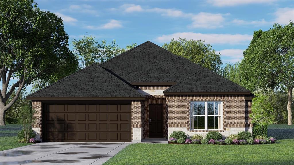 MLS# 21330558 - Built by Risewell Homes - August 2026 completion ~ This thoughtfully designed single - story home in Granbury offers a comfortable and functional layout with three bedrooms and two bathrooms. The open - concept kitchen features a large island, walk - in pantry, and abundant cabinetry, flowing seamlessly into the dining nook and spacious family room to create an inviting space for everyday living and entertaining. Just off the main living area, a covered patio provides the perfect setting for outdoor relaxation or gatherings. The private primary suite is tucked away at the back of the home and features dual vanities, a soaking tub, a separate shower, and a generous walk - in closet. Two additional bedrooms share a nearby full bath, offering comfortable accommodations for family or guests. Additional highlights include an extended foyer that creates a welcoming entrance, a centrally located utility room for added convenience, and a spacious two - car garage.