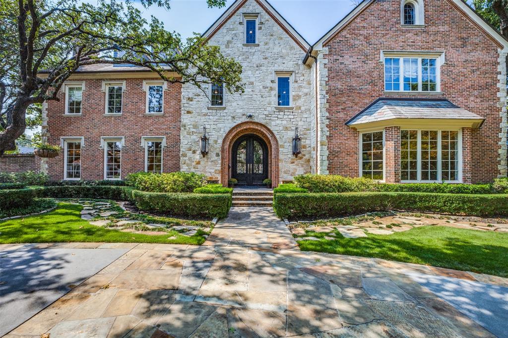 Nickey Oates French country estate with brick & stone exterior, slate roof, circle drive, & .42acre corner lot. This rare property in Highland Park spans 3 levels, 6 bedrms, 6 full, 2 half baths, study with built-ins, a pool&spa, 4-car garage and 2-car garage with elevated ceiling perfect for a car lift, expansive 3rd floor with over-sized gameroom, study area, and bonus room with full bath & walk-in closet, & separate guest or service quarters above the detached garage. Luxurious entertaining spaces, a gourmet kitchen with separate Subzero fridge & freezer & 6-burner Viking range is open to the wet bar & main-floor great room which showcases a cast stone fireplace. Great room extends to a covered patio with retractable screens with view of pool, fireplace, landscaping & turfed yard. Large bdrms on the 2nd floor each have a walk-in closet & ensuite bath. Primary suite, complete with fireplace, separate lady &gent bathrms with walk-thru shower, & walk-in closets & cedar room.A must-see!