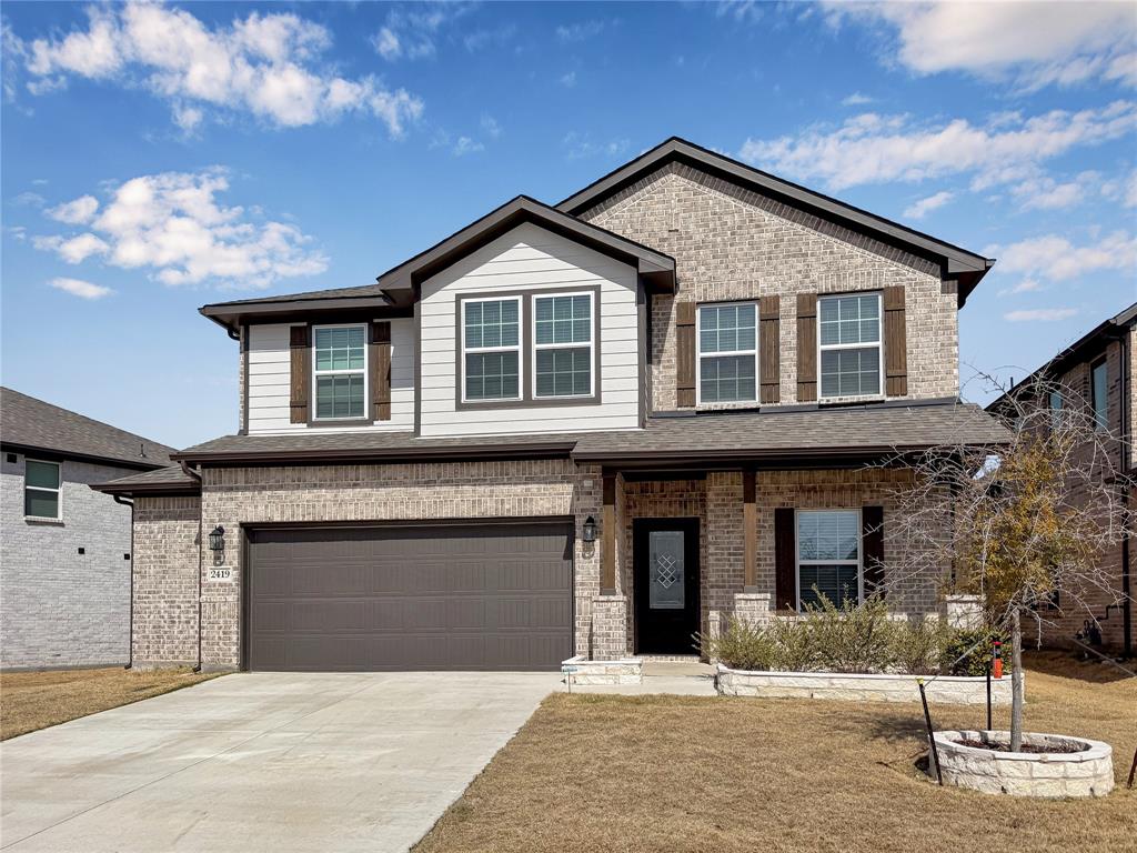 Lakefront home near Lake Ray Hubbard in Forney TX offering water views and a rare opportunity to own a newer construction home under 650K. This 4 bedroom, 2.5 bath home features a bright open-concept layout with soaring two-story ceilings, expansive windows, and modern finishes throughout. The spacious living area flows seamlessly into the kitchen and dining space, creating an ideal setup for both everyday living and entertaining.

The kitchen is equipped with quartz countertops, a large center island, gas range, stainless steel appliances, and a designer backsplash, all overlooking the main living area and backyard. A dedicated study on the main floor provides flexible space for a home office or additional living needs, while the upstairs game room offers added versatility.

The primary suite features a large bedroom, spa-style bath with dual vanities, separate tub and shower, and an oversized walk-in closet. Secondary bedrooms are well-sized and thoughtfully positioned.

Step outside to a covered patio and backyard backing toward the lake with mature tree coverage, providing privacy and scenic views. Located in a growing Forney community with convenient access to I-30, shopping, dining, and schools. Lake Ray Hubbard area homes with this layout and price point are limited.