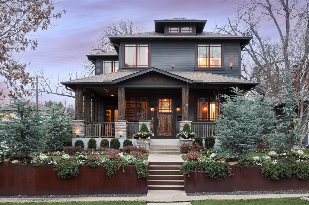 Custom Craftsman in the heart of Lakewood Heights on elevated lot designed as a personal home for the builder – Jeff Baron Homes. Expansive great room with two living spaces, open concept kitchen, breakfast area, and gas log fireplace. Kitchen appliances: Subzero, Wolf and Viking. Oversized island and butler’s pantry. Relaxing screened-in back porch with fireplace. Dedicated office and spacious dining room. Primary suite: vaulted ceiling, dual sided fireplace, tree top views. Below grade, oversized two car garage with additional flex space. Stunning full basement with natural lighting, wet bar, full bath, multiple walk-in storage closets, and private entrance. Tesla Powerwall provides whole home battery backup. Control4 system with smart home wiring, speakers, security system and SPAN smart breaker panel. Carefully curated landscaping. Walk to Tietze Park, Lower Greenville and close proximity to White Rock Lake.