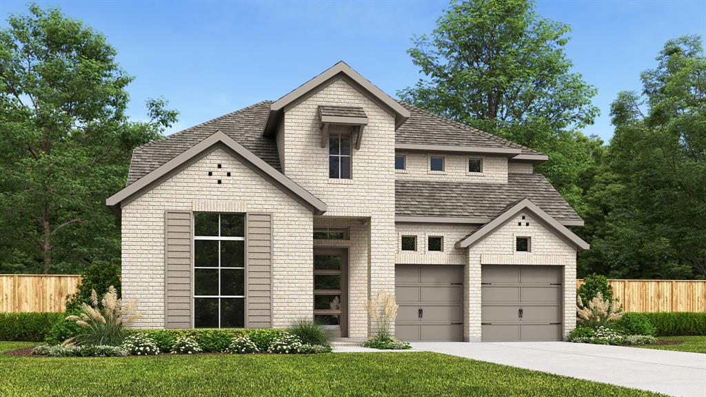 Two-story entry with 19-foot ceilings. Home office with French doors just off the entry. Two-story family room with 19-foot ceilings features a wood mantel fireplace and a grand wall of windows. Island kitchen with built-in seating space flows into the dining area and features a 5-burner gas cooktop and a walk-in pantry. Secluded primary suite with a wall of windows. Primary bathroom features French doors, dual vanities, a freestanding tub, a separate glass-enclosed shower, a linen closet, and a generous walk-in closet. An additional bedroom downstairs with a walk-in closet. Second level hosts a large game room, secondary bedrooms with walk-in closets, and a Hollywood bathroom. Utility room offers private access to the primary suite. Covered backyard patio. Mud room just off the three-car garage.