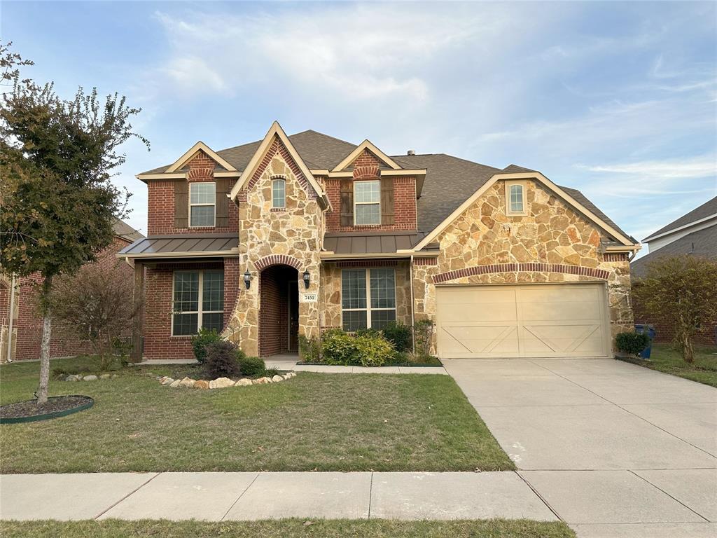 Almost brand new house in south Frisco close to Hillcrest and Rolater. Master, study, 2 living, 2 dining, and kitchen downstairs; 3 bedrooms, 2 full bath, game room and media room upstairs. High ceiling family room faces to opened kitchen with granite countertop and nook. Hardwood floor in hall, study, living, family, and master bedroom. Media room equipped with projector and screen. Central vacuum system is available.  Very nice house is ready for you to move in.