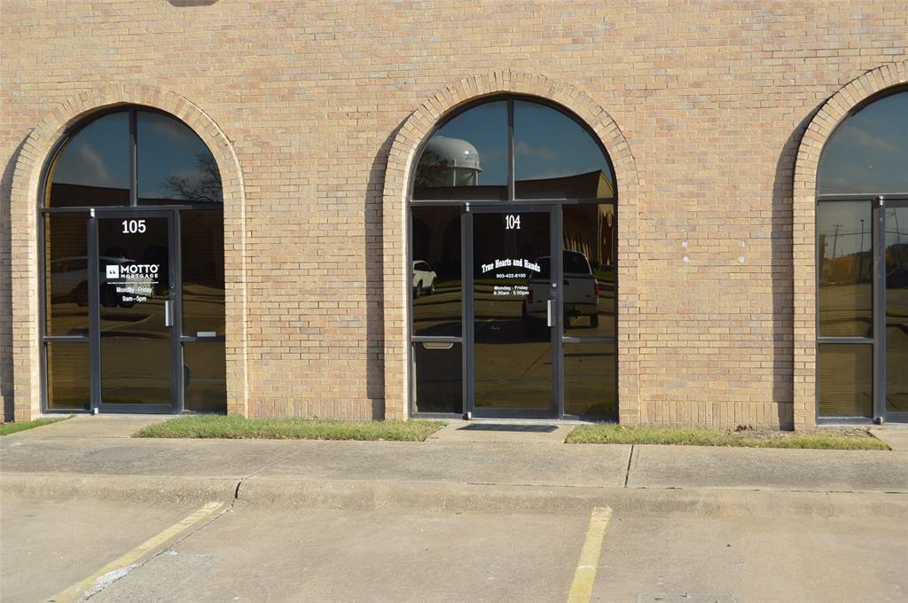 Like new condition for this executive office suite in the heart of the business district of Greenville, TX, but off the busy traffic of Wesley St., the main thoroughfare. The suite is part of the Morris Plaza, an office condominium project, with long tern owners.  The suite offers a reception entry, two office suites, a private bath and snack bar area.  The low maintenance floor coverings and walls. Central Air and Heat, and loads of drive up parking for you and your customers.   This is a much desired location for a small office situation, near banks and restaurants.