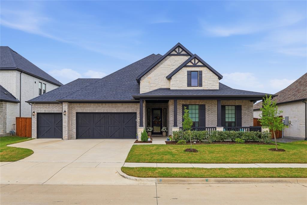 If you are relocating to Rockwall County and are looking for an amenity-rich community located within the highly acclaimed Rockwall ISD, while still enjoying a peaceful setting away from the hustle and bustle, then this beauty in the sought-after Sonoma Verde community is THE ONE for you!  Welcome to 1721 Salvatore Lane, where thoughtful design, quality craftsmanship, and true pride of ownership come together beautifully. This gently lived-in, single-owner CastleRock home showcases exceptional curb appeal, featuring a manicured lawn, striking stone elevation, and an oversized covered front porch with classic railing.The perfect setting for morning coffee or evening relaxation. Inside, light blonde hardwood floors and crisp white walls set a bright, modern tone. The thoughtfully designed floor plan spanning just under 2,800 square feet offers 3 bedrooms, 2.5 baths, and a versatile flex space perfect for a home office, playroom, or ADDITIONAL BEDROOM! You’ll immediately feel the charm and warmth this home offers from the designer tile flooring in the secondary bathroom to the upgraded black-trimmed windows and tall doors that enhance the ceiling height and create an elevated, sophisticated feel. The heart of the home shines with upgraded lighting and a designer kitchen featuring a contrasting island, rich dark cabinetry, and elegant glass-front upper accents. The oversized kitchen island features a farm sink, and provides both style and functionality, seamlessly connecting the space. The living room is anchored by a striking fireplace with a beautifully crafted wood façade, serving as a warm and sophisticated focal point. Enjoy the spacious primary bedroom, that offers a true retreat complete with space for a sitting area and large windows that invite in natural light. Beautifully built, meticulously maintained, and perfectly positioned in an amenity-rich community. This is one you don’t want to miss.