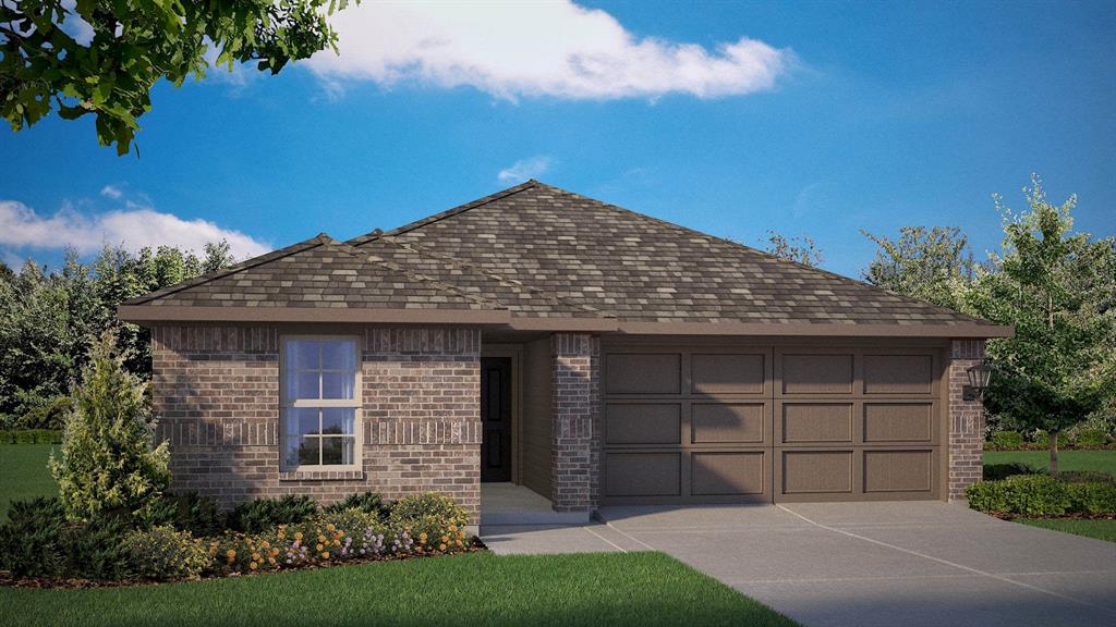 Stunning new D.R. Horton home in the Rock Creek Ranch community located in Fort Worth and Crowley ISD! The single-story Easton floorplan elevation A, with an estimated Summer completion, offers 4 bedrooms, 2 bathrooms, and a 2-car garage with a spacious open-concept layout designed for both comfort and everyday functionality. The family room flows seamlessly into the dining area and contemporary kitchen, creating a warm and inviting space ideal for gatherings and entertaining. The thoughtfully designed kitchen features quartz countertops, 36” painted cabinets, stainless steel appliances, a gas range, stainless steel sink, center island, and a walk-in pantry for ample storage. The private primary suite is tucked away and includes an en-suite bath with dual quartz vanities, a 5-foot oversized shower, and a walk-in closet conveniently located off the bathroom. Three secondary bedrooms and a full bathroom with a quartz vanity top provide flexible space for family members, guests, or a home office. Luxury vinyl plank flooring enhances the main living areas and wet zones, offering durability and low-maintenance appeal. Built with energy-efficient construction and equipped with America’s Smart Home Technology. Exterior highlights include a landscape package, full sprinkler system with rain sensor, privacy fencing, and more. Planned community amenities include a future pool, parks, playground, and walking trails. Located just two miles from Benbrook Lake with easy access to shopping, Fort Worth attractions, and nearby schools.