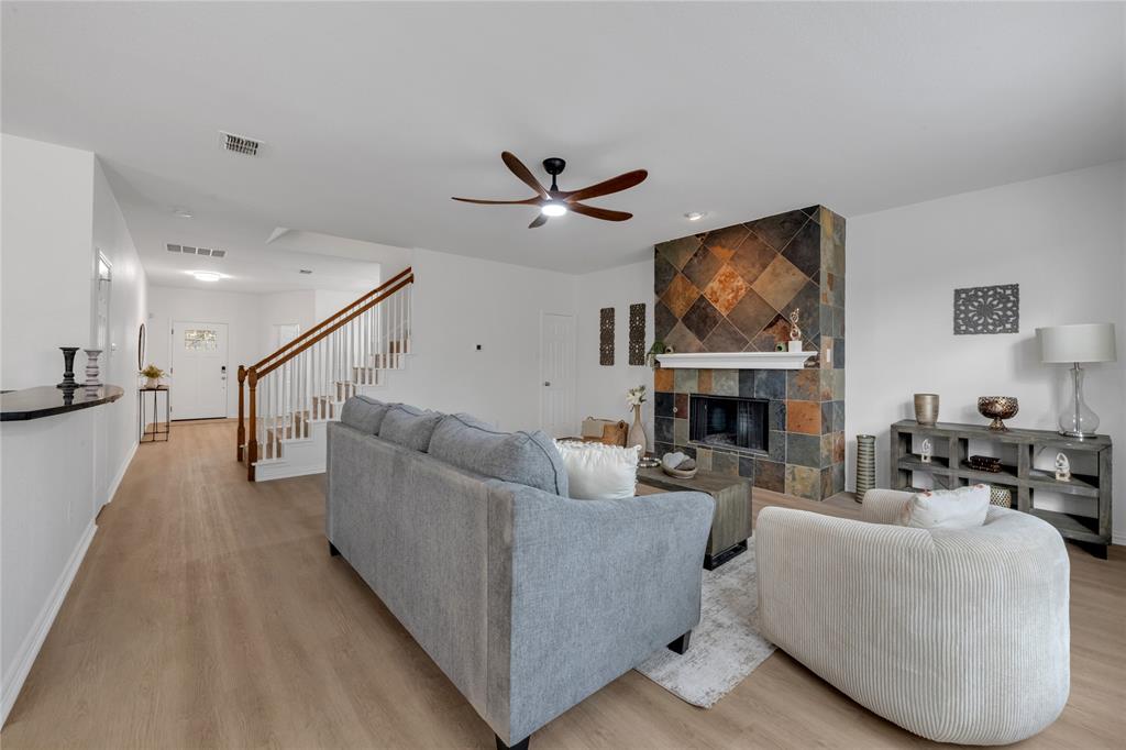 Price improvement on this beautifully updated two-story home located in the highly sought-after Frisco ISD with exemplary schools. Built in 2005 and offering 3,078 sq ft, this spacious home features 5 bedrooms and 3 full bathrooms, providing a flexible layout ideal for families, guests, or multi-generational living. The main floor includes a private bedroom and a full bathroom with a walk-in shower, perfect for visitors, a home office, or extended family. Throughout the home you’ll notice numerous updates including fresh interior paint, new luxury vinyl plank (LVP) flooring on the main floor, new carpet upstairs, updated bathrooms, and modern light fixtures, giving the home a fresh, well-maintained feel. The spacious kitchen is designed for both everyday living and entertaining, featuring warm wood-finish cabinetry with abundant storage, granite countertops, stainless steel appliances, a new backsplash, and updated lighting. The kitchen island includes a built-in wine fridge, adding both convenience and style. A large pantry provides excellent additional storage. The home also offers a spacious living room with a cozy fireplace, perfect for gathering and relaxing, along with ample storage space under the stairs. An extra-large utility room provides plenty of room for laundry, organization, and additional storage. Upstairs you’ll find oversized primary suite, 3 bedrooms, two full bathrooms and a family room, offering generous space for everyone. Step outside to enjoy the large backyard with a tall privacy fence, providing a great setting for outdoor entertaining, pets, or play. Located in a welcoming neighborhood with community amenities including a pool, playground, and park, this home offers the perfect balance of space, comfort, and location. With thoughtful updates, a functional layout, and a prime McKinney location in Frisco ISD, this home is move-in ready and ready to welcome its next owners. Close to shopping, highways and restaurants. A MUST SEE!!