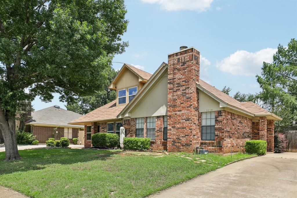 Charming updated home nestled on a quiet cul-de-sac in desirable Euless! This light-filled property features soaring vaulted ceilings, fresh neutral finishes, luxury vinyl flooring, and an open-concept feel that creates an inviting space for both everyday living and entertaining. The spacious living area is anchored by a beautiful brick fireplace and overlooks the private backyard through oversized windows that bring in abundant natural light. Home also comes with a 100-day home warranty through Armadillo.