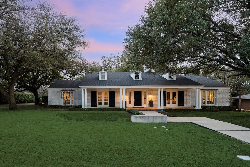 Stunning Hal Anderson ranch style, 4 bd, 4 ba home situated in quiet culdesac on .97 acre lot in Preston Hollow. Curb appeal boasts lrg, mature live oaks framing exterior, landscaping, & front porch. Enter into spacious entry w brick flrs & adjacent lightfilled dining rm w FP & builtins. Kitchen w marble countertops, Wolf cooktop, double oven, dishwasher, & builtin refrigerator opens to bfast rm w bay windows. Lrg gamerm w builtins at front of home w access to kitchen. Oversized living rm nestled in center of home w FP & wall of doors to backyard for indoor outdoor living. Right wing of home ft all bdrms- primary suite w lrg bay windows, builtin desk & cabinets, lrg walkin, custom closet, linen closet, sep vanities, bath & sep shower. 3 guest bdrms, 2 w J&J ba, builtins & walkin closets, & 1 w ensuite ba & walkin closet. Retreat to backyard on covered back patio & living area w views of pool & grassy yard, mature trees. 3car gar w workshop & electrical wiring, utility rm & storage.