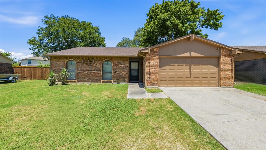 This charming three-bedroom, two-bathroom home offers a spacious two-car garage and a large, fenced backyard with towering trees providing ample shade for outdoor relaxation. The backyard also includes an uncovered patio area. The open-concept kitchen boasts updated appliances, while the cozy living area features a wood-burning fireplace. The primary bath has been updated with a walk-in shower. Recently, a new garage door with opener and a new front door have been installed. This is a great first home, and you can personalize it to your liking! Located in the highly desirable Eagle Mountain-Saginaw ISD, this home is conveniently situated near shopping centers. Commuting is easy, with access to Loop 820 and I-35W. This home is an excellent choice for anyone seeking a convenient and comfortable living space.