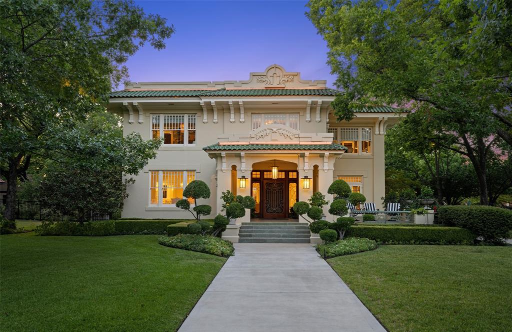 This 1917 historic Mission Revival is the perfect blend of authentic architectural detail and modern elegance. The home was taken down to the studs and meticulously restored by the current owners in 2017. This light and bright beauty sits on historic Swiss Ave on a heavily treed corner lot (.79 acres) w 2019 pool & turfed patio. Gracious formals with original windows, built-ins, exquisite millwork, crown moldings, sconces and Rookwood fireplace. Phenomenal gourmet kitchen has Thermador and Sub-Zero appliances, Calacatta Gold Marble and custom made 1.5 inch oak floors. A 2017 great room addition w floor to ceiling windows blends seamlessly with the original architecture. Full quarters over garage, huge grassy area, generator, walk-in closets, new plumbing, electric, tankless HWHs. Three sunrooms could be converted to additional bedrooms. Close to downtown Dallas, Love Field, WR Lake. Winner of the 2020 Dallas Preservation Achievement Award! Quarters are an additional 727 sq feet.