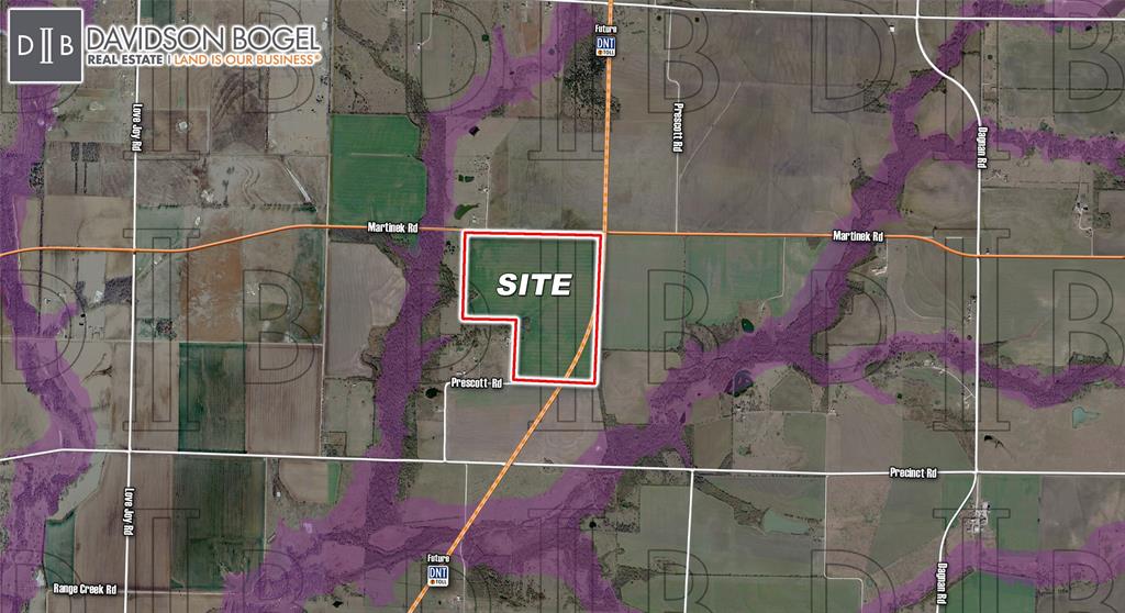 Investment Land along future DNT. This site is around 185 acres and sits along the proposed Dallas North Tollway. Property sits on the Southwest corner of Martinek Road and Future Dallas North Tollway. This site is cleared with a few trees and a small pond that is split between this property and the neighboring site.