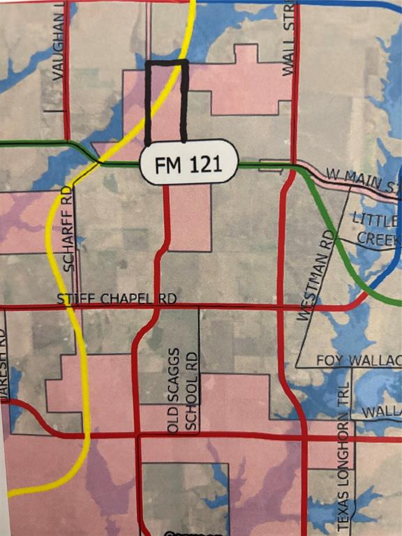 ******** LOCATION , LOCATION , LOCATION *********

This property is on the Recommended Preferred Alignment Route  . the RED line is the Recommended Preferred Alignment on first map .on the second map yellow route is the preferred alignment  . this land parcel ID# is 134701 . Over 1500 FT of frontage on FM - 121, The future tollway goes on middle west side of land,  then it goes north , therefore you have frontages on both sides of the tollway . Survey on Transaction Desk.