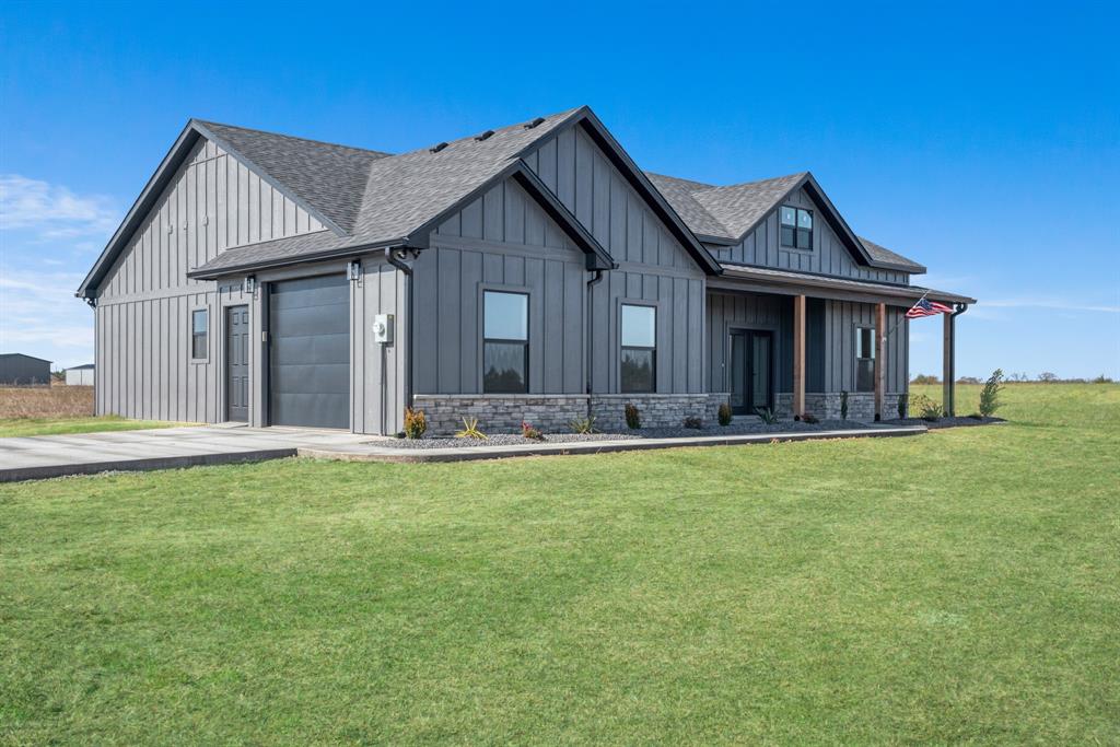 BRAND NEW MAGAZINE WORTHY 3 bedroom 2 bath house on 1 full acre! Come look at this open concept home with a split primary arrangement. Enjoy the smooth flowing floor plan with all Quartz counter tops, tiled primary shower, dual sinks, and the list goes on. Sip coffee on the covered back porch, Find the best way to utilize the walk in pantry to meet your needs, Or hide the dirty laundry in the separate utility room. This home was built with quality in mind. See for yourself!!!