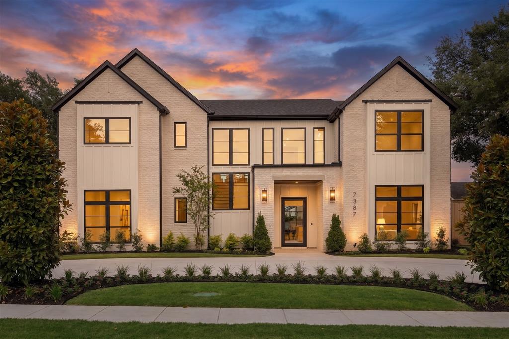 Transitional New Construction in The Meadows, adjacent to Preston Hollow, by Avant Group. This thoughtfully constructed masterpiece offers a rare opportunity, blending sophisticated functionality with timeless design. Arriving at this 5,252-square-foot, 5-bedroom, 5.1-bathroom estate, you are greeted by a landscaped elevation and a circular drive providing ample guest parking. Stepping inside, you are welcomed by soaring ceilings in the grand 2-story foyer and an arched doorway leading to the living area, featuring arched art niches, a marble fireplace, custom built-ins, and views of the backyard through massive glass doors that open to an oversized verandah with an outdoor kitchen. The chef’s kitchen is dressed with custom cabinetry, White Silk Verona Marble, a Wolf range, a 48-inch built-in refrigerator, and a sub-kitchen with storage, a prep sink, a second dishwasher, and a command center. Off the dining room is an en-suite guest quarter, featuring a zellige and terrazzo tile shower. On the opposite side, find a color-drenched study with built-in cabinets and a statement powder bath finished in emerald zellige, marble, and blonde wood. The downstairs is completed by a junior primary suite with a vaulted ceiling, walk-in shower, blonde oak vanity, and walk-in closet. Ascend to the upper level, where the home unfolds from a central bridge. The primary retreat features vaulted ceilings and a spa-like bath with separate floating vanities, a deep vessel tub, and a bespoke shower with dual rainfall fixtures. Enjoy coffee at the dedicated suite bar, and appreciate the convenience of an adjacent laundry room and a massive custom closet. Beyond the landing, arched pocket doors reveal a large game room and wet bar, complemented by two additional en-suite bedrooms. Engineered for excellence, this home features 2 laundry rooms, Andersen windows, CAT-6E wiring, foam insulation, a robust slab foundation, dual tankless water heaters, and a Maverick 1-2-10 builder's warranty.
