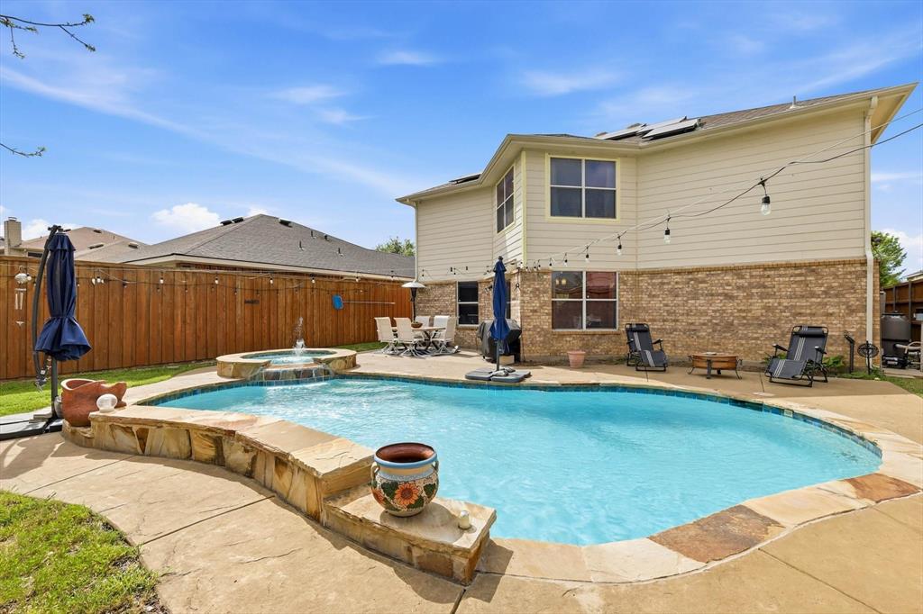 NO HOA - PAID OFF SOLAR PANELS - POOL WITH NEW PUMP - INSANE MASTER SHOWER & 8 FOOT PRIVACY FENCING! The value & comfort this home offers can't be found anywhere else at such a competitive price! 

From the moment you walk in, this home opens up into a bright, connected space designed for everyday living and effortless entertaining, but it’s what’s waiting out back that truly sets it apart. A private pool creates the kind of backyard you’ll use all season long, from weekend gatherings to quiet evenings unwinding in the water as the sun goes down.

Inside, the main level flows easily from the living room to the kitchen, breakfast area, and dining space, all filled with natural light that makes the home feel open and inviting. The kitchen sits at the heart of the home, keeping everything connected whether you're hosting, cooking, or just moving through your day. With two dining areas, there’s flexibility to create spaces that fit your lifestyle, from casual mornings to more formal gatherings.

Upstairs, all bedrooms are tucked away along with a spacious second living area that can easily become a game room, media space, or a place to spread out and relax. The primary suite stands out with an ensuite bathroom, where the gorgeous shower creates a spa-like feel that makes everyday routines feel just a little more elevated.

Practical features add even more value, including fully owned solar panels, helping reduce energy costs while adding long-term efficiency.

Located in a neighborhood with greenbelt space, walking trails, a park, and a playground—and with no HOA—you get both freedom and access to outdoor amenities. Just minutes from the new shopping center, and just a quick drive to nearby dining and entertainment. This home brings together comfort, convenience, and a backyard built for making memories.