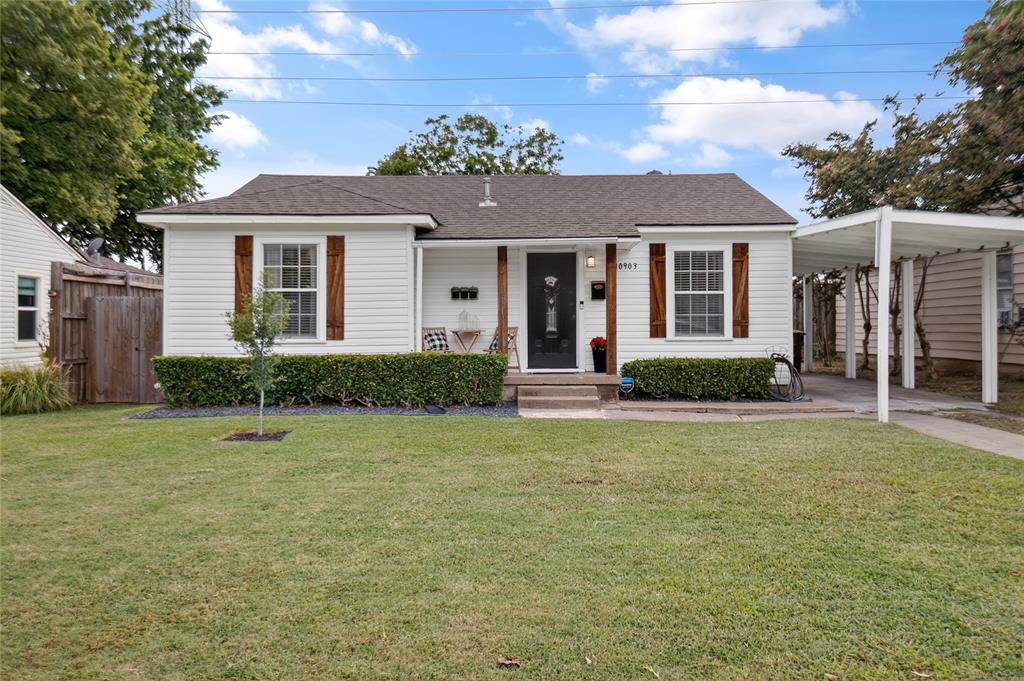 The cutest house award goes to 10903 Aledo Drive! This completely renovated, immaculately maintained 3-bedroom, 2-bath home offers 1,251 square feet of thoughtfully designed living space with an open, functional floor plan and incredible flow. Fresh, updated custom paint throughout and luxury vinyl plank flooring create a bright, polished interior. The remodeled kitchen features quartz countertops, custom cabinetry, stainless steel appliances and generous storage, while both bathrooms have been tastefully updated. Major improvements include updated plumbing, electrical, roof, HVAC, windows and doors. Outside, enjoy a huge, fully fenced backyard with plenty of room to entertain, play or garden, plus a workshop with electricity, additional storage and covered parking. Conveniently located just minutes from White Rock Lake, the Dallas Arboretum, shopping, dining and major highways. This home is truly turnkey ready—just bring your toothbrush and start enjoying it!