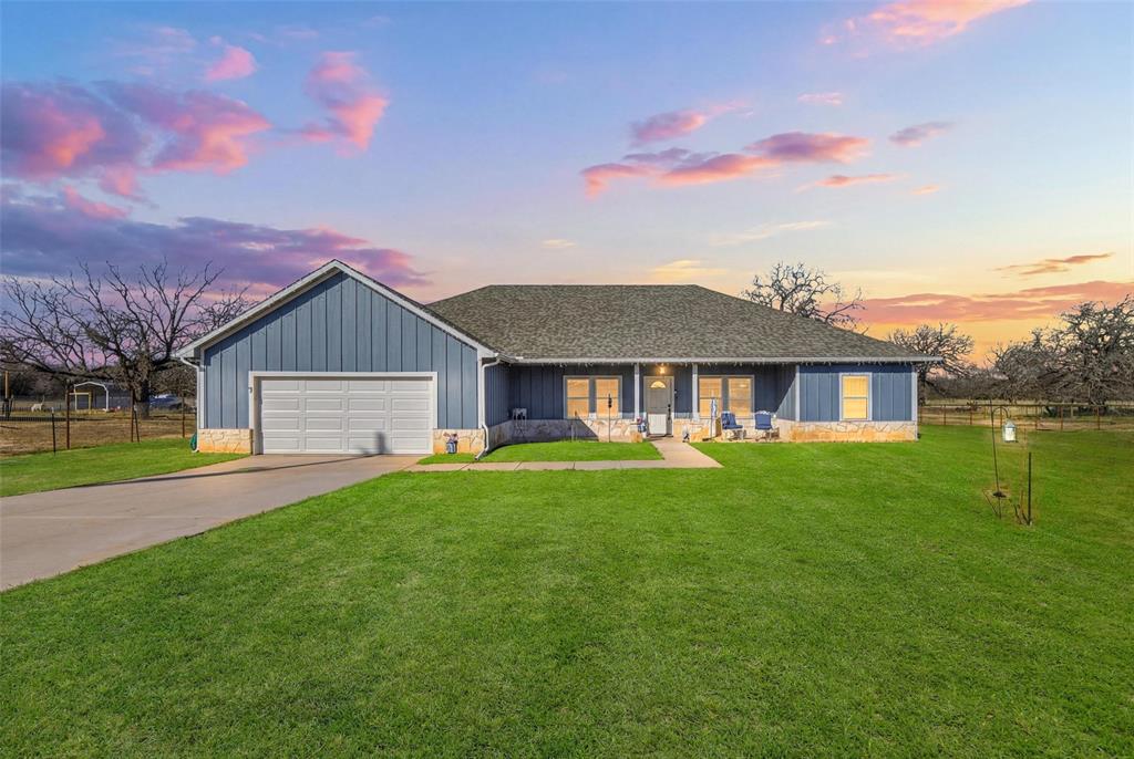 Bring your offers! Motivated Seller! Modern living on 2.2 acres with no HOA on a quiet culdesac. Step inside to vaulted ceilings and beautifully stained concrete floors, granite countertops, and quality touches throughout, including soft-close cabinets and drawers. Plenty of extra storage with a large walk-in pantry in the kitchen and a spacious separate laundry room with built in cabinets and countertop.  The property is fenced and gated, perfect for pets, chickens, goats or simply enjoying a little extra privacy. The garage is Texas sized with plenty of space for your SUVs and all your holiday decor. And with the backyard stretching well beyond the back fence line, you have a blank slate to build the backyard you’ve always wanted—garden, fire pit, chicken coop, man cave, she shed or all of the above. You get to choose your school district - Perrin-Whitt or Poolville ISD.