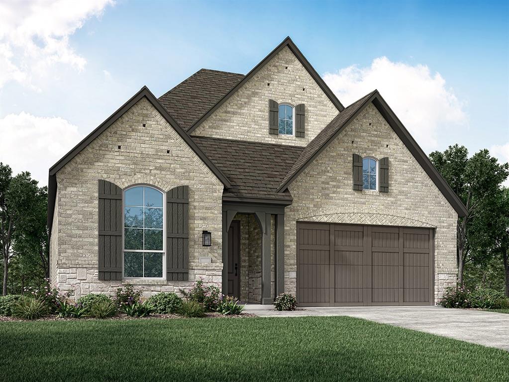 Elevation R on a premium lot! Primary bay window extension & freestanding tub with separate shower in primary bath. Glass sliders to the extended covered patio! 4' in depth added to garage! Shower with cultured marble pan in lieu of tub in bath #2. Optional fireplace. Onyx shingles & upgraded bronze windows with light brick upgrade!