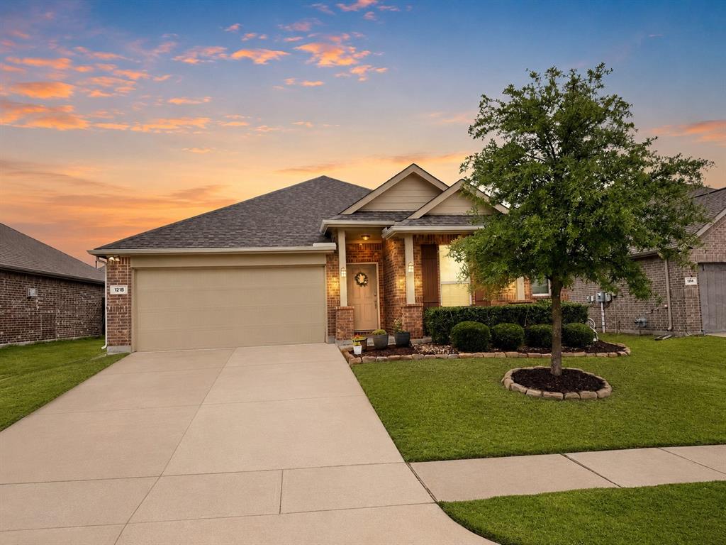 Wanting to walk your kids to school or a neighborhood the kids play together?  This home checks all the boxes.  Backyard to enjoy with an extended patio. Think home to grow into or the grands visiting. Spacious 4 bdrm 2 bath home, One Story.  Close to schools, neighborhood amenities, parks, and quick access to Highway 75. Designed for real family life. Inside, the open-concept kitchen and living area make it easy to stay connected while cooking, helping with homework, or hosting friends. The chef’s kitchen features granite countertops, GE® stainless steel appliances, a gas range, an oversized breakfast bar, and a large island that naturally becomes the heart of the home. The living room opens from the kitchen and includes a cozy gas log fireplace with switch starter. The private primary suite offers a generous bathroom with dual sinks, a linen closet, walk-in closet, and an extended shower that gives you a quiet place to reset at the end of the day. Three additional bedrooms provide flexible space for kids, guests, work, or hobbies, and one bedroom includes floor-to-ceiling built-in open shelving — perfect for books, toys, school supplies, or display storage. As mentioned, patio is perfect for slow evenings, string lights, fire pit and space for the kids to play. From school drop-offs to weekend pool days, this  It is private, practical, and easy to enjoy. Avery Pointe is a sought after community.  The elementary school is just over half mile away; walk your kids to school!  The community pool, splash pad, pond, and paved walking loops are just down the street, When it is time to commute, shop, or head out, Central Expressway-Highway 75 is approximately 1.7 miles away. This is your lifestyle upgrade. Roof less than 1 year old.