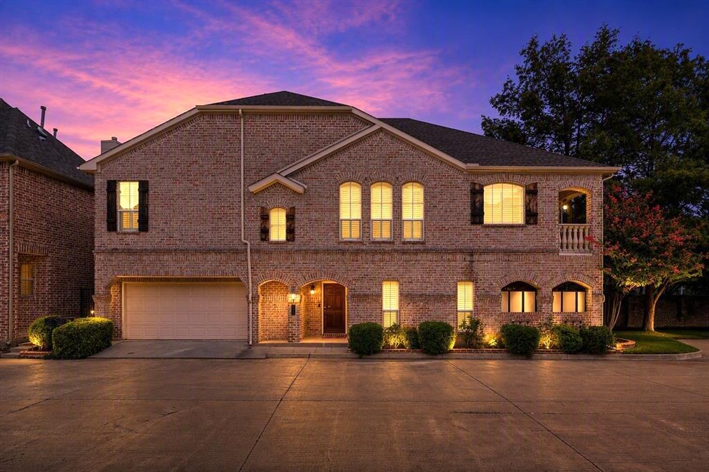 Stunning Plano ISD home in a gated community right off Preston Road - featuring over $60K in upgrades and a brand-new HVAC system. As soon as you enter the foyer, you're greeted by designer Versace wallpaper and hardwood floors throughout. The first floor features two bedrooms, both opening to a covered patio - a rare feature that sets this home apart in this entire neighborhood. Upstairs offers a spacious open-concept living area with a brick fireplace, a spacious kitchen, dining area, and a breakfast nook that leads to a private balcony, along with a stunning half bath. The oversized master suite is a true retreat, with natural light pouring in through huge windows. The master bath is fully upgraded with dual vanities, modern light fixtures, beautiful flooring, and a huge walk-in shower that elevates the space. Enjoy a prime location just minutes from major employers and a short drive from The Star, The Galleria, Legacy West, Downtown Dallas, and DFW Airport , putting you at the center of it all!