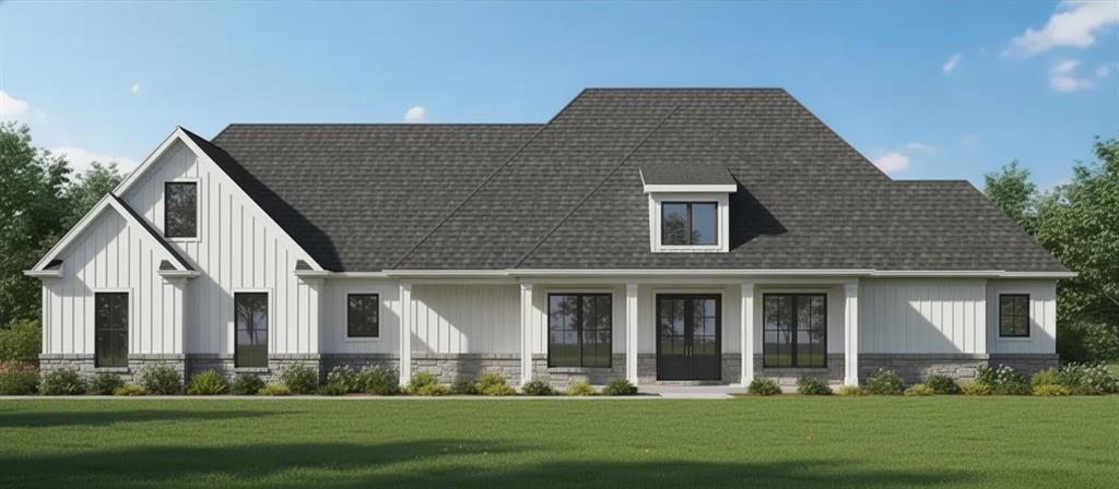 Projected for completion by August 2026, this exceptional custom home by Pecan Mark Homes sits on a scenic 9-acre homesite and blends modern farmhouse elegance with refined country living. Thoughtfully designed with luxury, comfort, and functionality in mind, this property offers the rare opportunity to own a brand-new home with privacy, space, and picturesque surroundings. Inside, designer lighting and wood-like flooring flows throughout the main living areas, creating a refined yet inviting atmosphere. The gourmet kitchen will impress with a large gathering island, quartz countertops, custom cabinetry, oversized walk-in pantry, and elevated finishes throughout. The open-concept layout seamlessly connects the kitchen, dining, and living spaces, highlighted by soaring vaulted ceilings with wood beam detail and a dramatic floor-to-ceiling stone gas fireplace. Expansive windows and direct access to the covered patio create effortless indoor-outdoor living while showcasing the surrounding views. All bedrooms are thoughtfully situated on the first floor, including a private primary suite featuring a freestanding soaking tub, spacious walk-in shower, and oversized custom closet with built-in shelving. Upstairs, a generous game room offers flexible space for media, play, or additional living. Additional highlights include a 3-car garage, custom mudroom, oversized utility room, and endless possibilities to create your dream outdoor retreat across the expansive acreage. A rare opportunity to secure a newly built custom home in a peaceful country setting.