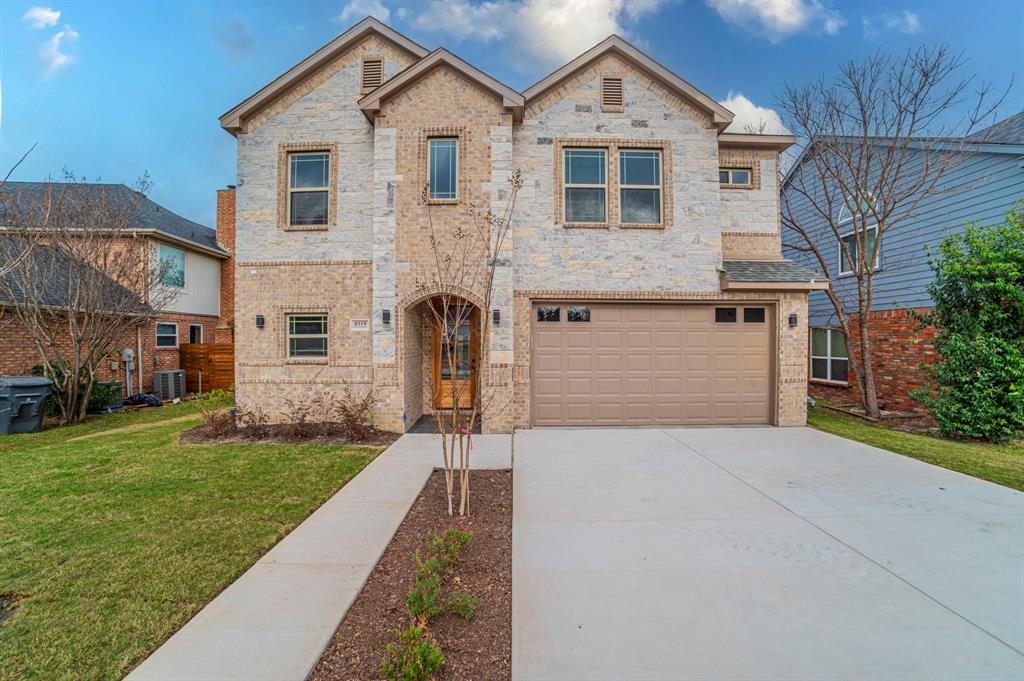 New construction in an established neighborhood, featuring an oversized covered patio ideal for enjoying the backyard and overlooking the greenbelt. Conveniently located near walking trails, this home blends comfort and outdoor living. The kitchen showcases a huge island and opens to the dining and living areas, perfect for entertaining. Glass French doors off the living area allow you to enjoy peaceful greenbelt views and abundant natural light. The downstairs primary suite offers dual sinks, a freestanding soaking tub, and a separate shower. All secondary bedrooms are located upstairs, featuring wood flooring throughout the second floor.