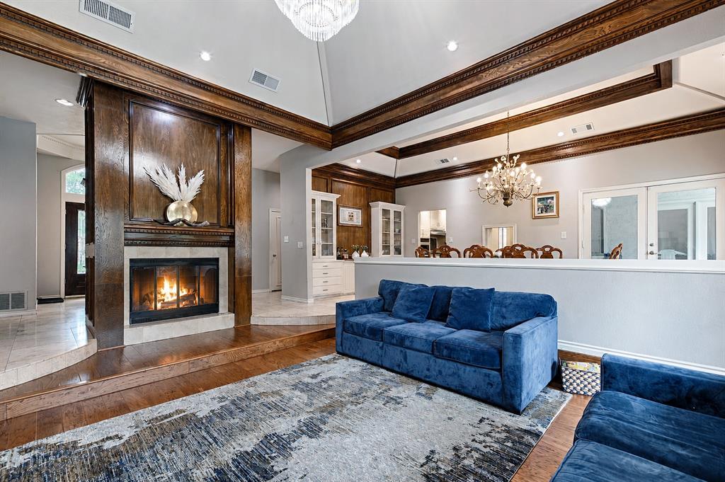 Located just south of LBJ in the highly desirable Preston Meadows neighborhood, this exceptional one-story ranch offers the perfect blend of comfort, elegance, and convenience. Ideally situated near premier shopping, dining, and the renowned Cooper Aerobics Center, the home is nestled on a quiet corner lot in one of the area’s most sought-after communities. Designed with both entertaining and everyday living in mind, the home features vaulted ceilings, formal living and dining areas, a versatile multipurpose den, and an inviting floor plan that creates a warm and welcoming atmosphere throughout. Spanning approximately 4,200 square feet, this beautifully designed residence showcases soaring ceilings, abundant natural light, and expansive living spaces. The oversized primary suite serves as a peaceful retreat, complete with a generous sitting area and tranquil views overlooking the pool. An outdoor patio just off the kitchen creates an ideal extension of the living space, perfect for indoor-outdoor dining and entertaining. Multiple outdoor areas further enhance the home’s serene atmosphere, seamlessly blending comfort and sophistication. The thoughtfully designed floor plan includes five spacious bedrooms arranged across separate wings, offering exceptional privacy and flexibility for family and guests alike. Two bedrooms are situated on each side of the home apart from the primary suite, creating a highly functional and private layout rarely found in single-story homes. With its timeless style, expansive layout, and unbeatable location near Preston and LBJ, this move-in-ready residence presents an outstanding opportunity to enjoy luxury living in Preston Meadows. Finding a five-bedroom home with this amount of space, thoughtful design, and value at this price point is truly rare.