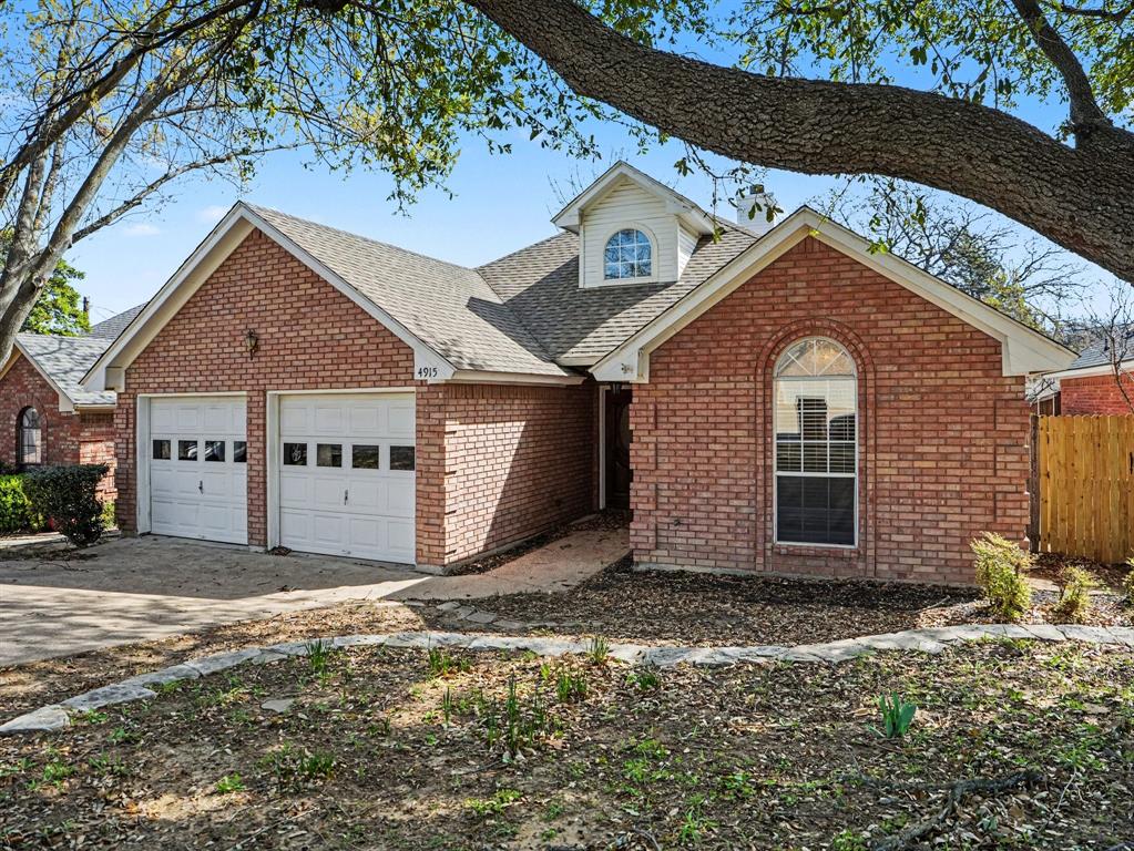 Price recently adjusted, 4915 Arborgate Dr, presents a value packed in a sought-after Arlington neighborhood. This 3-bedroom, 2-bathroom brick home offers approximately 1,666 square feet of living space and is currently the lowest price per square foot available in the neighborhood. 

Inside, the home is move-in ready with new 2026 vinyl flooring throughout and no carpet anywhere. A raised entry opens to a distinctive sunken living room with high ceilings, triple windows, a corner brick fireplace, and an adjoining formal dining area. The eat-in kitchen offers original stained cabinetry, formica countertops, and a bright breakfast nook framed by five generous windows.  The primary en-suite bathroom, complete with a corner soaking tub, separate shower, and dual vanity sinks. While the kitchen and bathrooms could benefit from future updates, the home is move-in ready while creating a blank canvas for your personal style.

Outside, a fenced backyard includes a wood deck that could shine again with repairs, staining, and a little vision.
Conveniently located near I-20 and US-287, this home offers easy access across the DFW Metroplex, including DFW Airport and Arlington’s entertainment district, about20 minutes from AT&T Stadium. Shopping, dining, and nearby Treepoint Park add to the everyday appeal. Whether you are searching for a place to move into now or a home with renovation potential in a sought-after area, this property is well worth a closer look. Schedule your showing today!